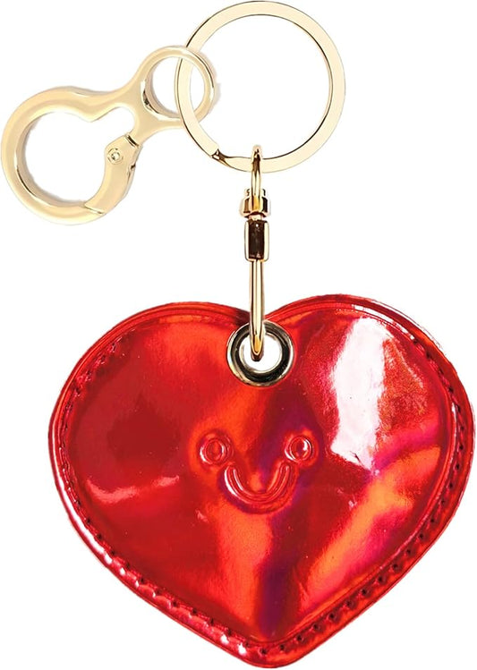 Leather Keychain Holder Case Compatible with AirTag,Cute Protective Shiny Charm Cover with Keyring,Anti-Scratch Finder GPS Tracker Case for Wallet Keys,Bag,Pets(Heart)