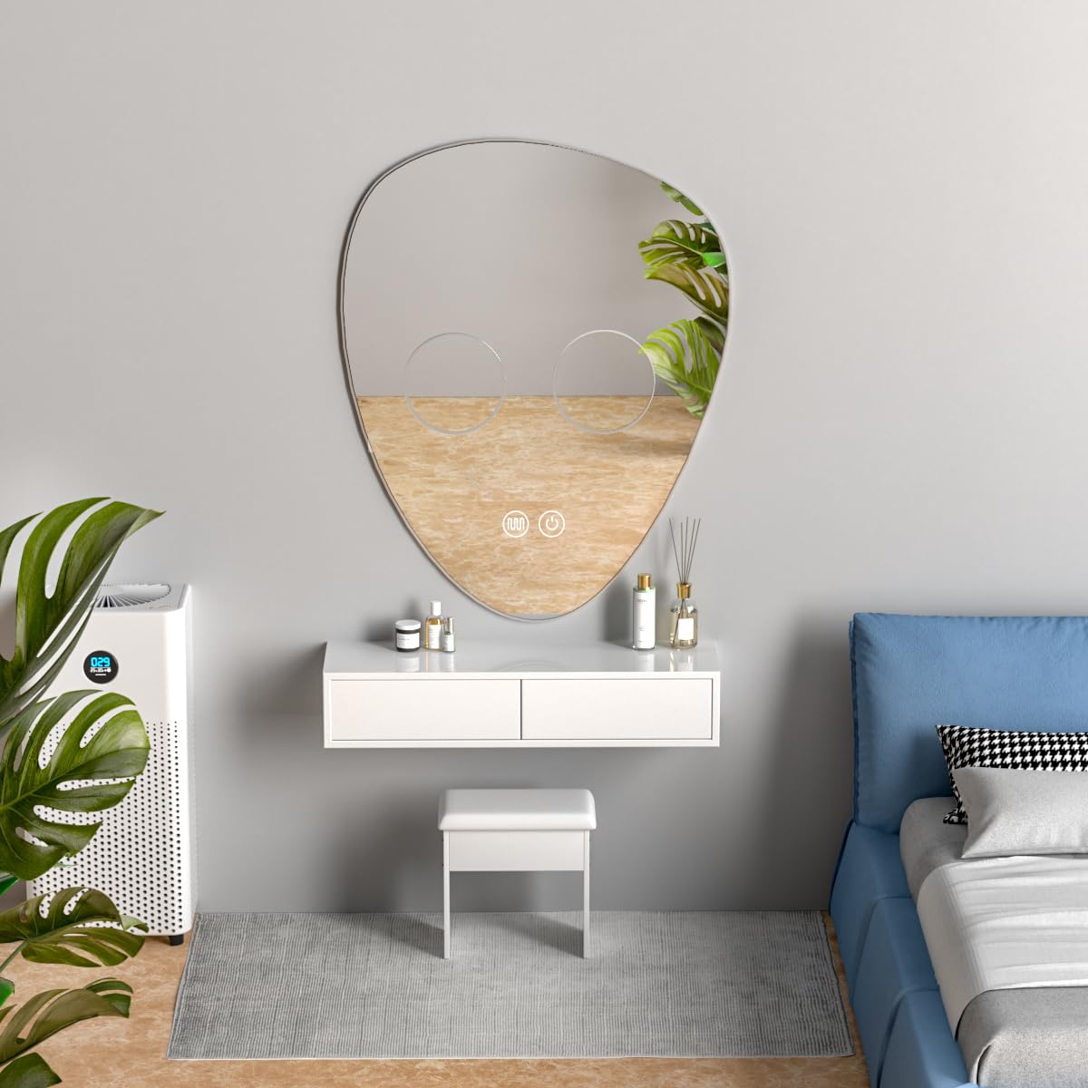 HOMEMORE Smart Bathroom Mirrors for Over Sink Bar Restroom Mirror Espejos para Baños Adjustable 3X and 5X Magnifying Glass Suitable for Bathroom Environments