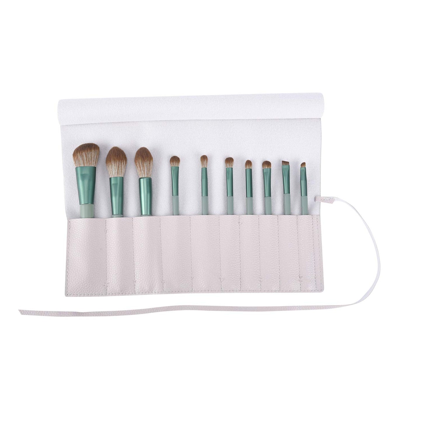 Bird&Fish Makeup Brush Case Travel, Rolling Bag Storage Case PU Leather, Holder Organizer Pouch for Brushes, Cosmetic Bag (Gray)