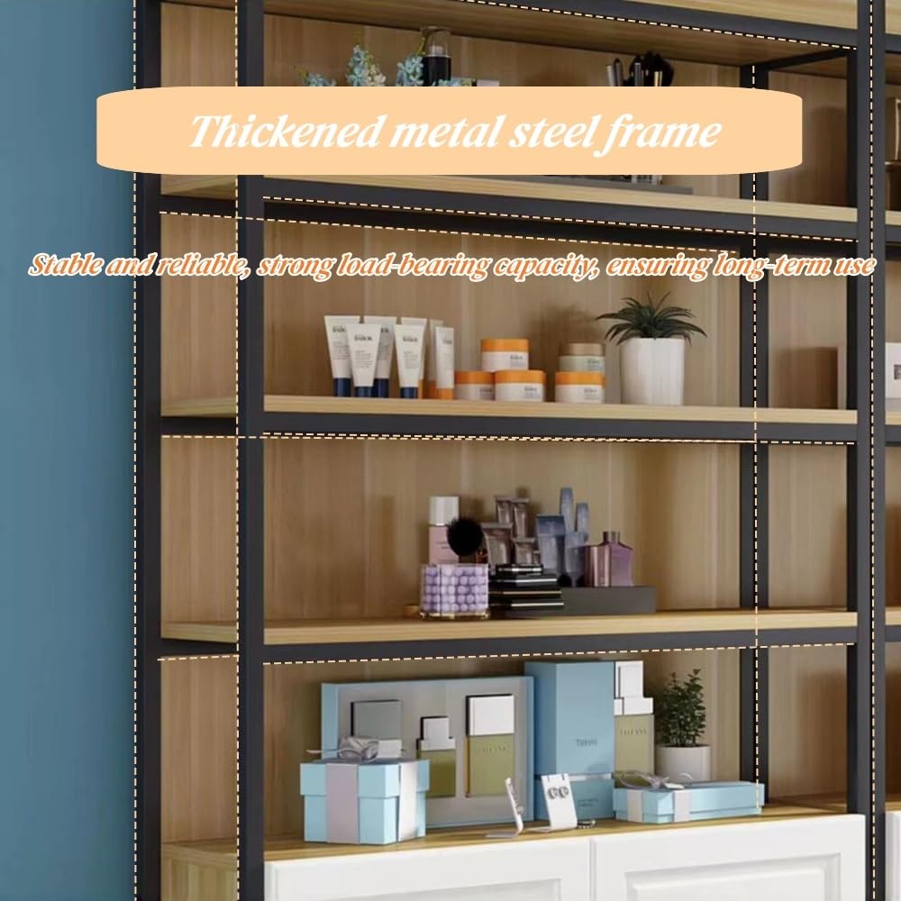 LFSBTI Modern Display Case with Metal Frame, Multi-Layer Make Up Storage Cabinet, Display Cabinet with Anti-Slip Feet, Multifunctional Shelves for Beauty Salons and Retail Stores(Gold,120cm/47.2in)