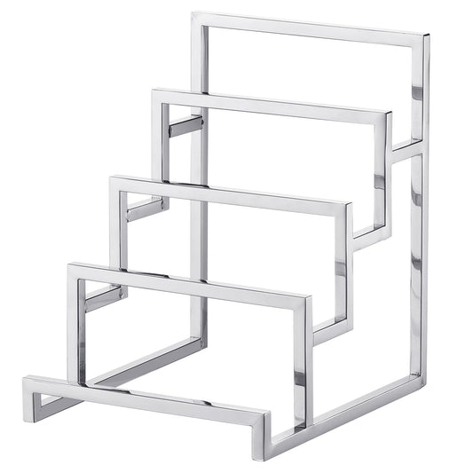 uxcell Clutch Purse Display Stand 4 Layer Wallet Display Rack Metal Clutch Holder Riser for Home Retail Store Supplies - Silver