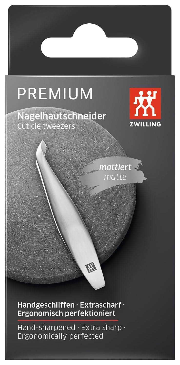 ZWILLING Cuticle Clipper (Precise Removal of Cuticle remnants, Sharp, Angled Cutting Edges, Hypoallergenic), Frosted, Premium, Silver