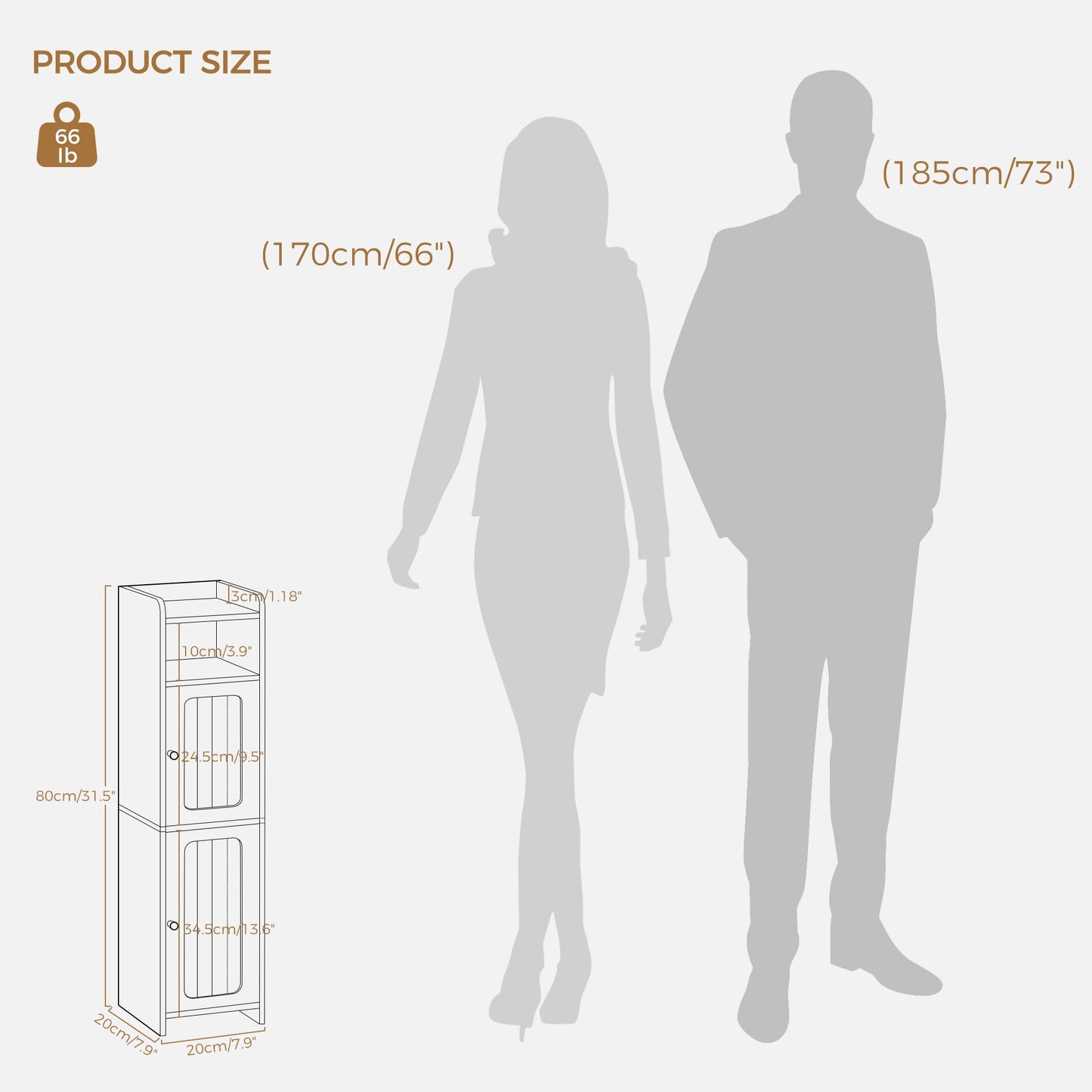 BEWISHOME Small Bathroom Cabinet, Bathroom Storage Cabinet with Adjustable Shelves & 2 Doors, Narrow Toilet Paper Cabinets, 7.9" D x 7.9" W x 31.5" H, for Small Spaces, White YYG03W