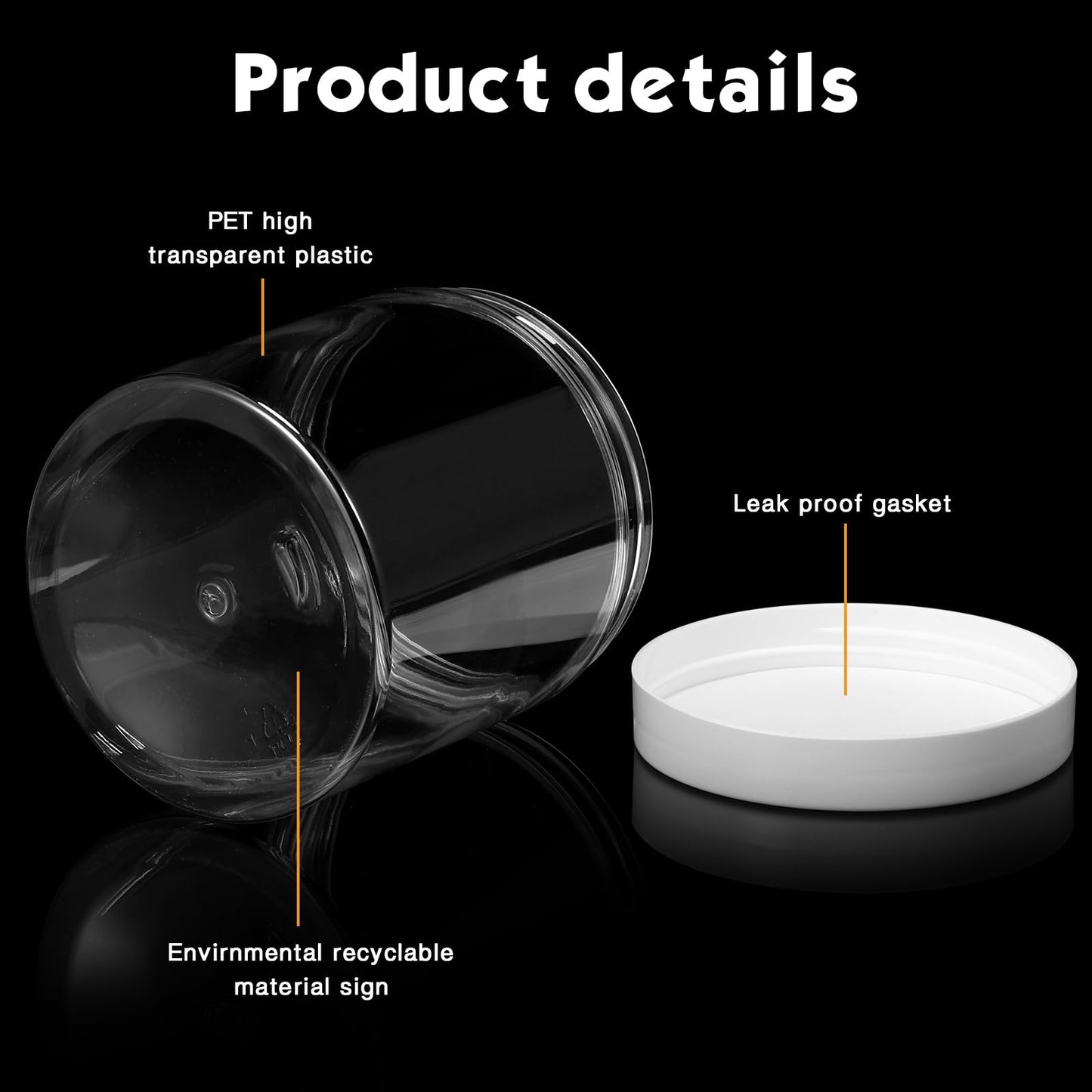 Patelai 4 Pieces Round Wide-mouth Leak Proof Plastic Container Jars with Lids for Travel Storage Makeup Beauty Products Face Creams Oils Salves Ointments DIY Making(16 Ounce,White)