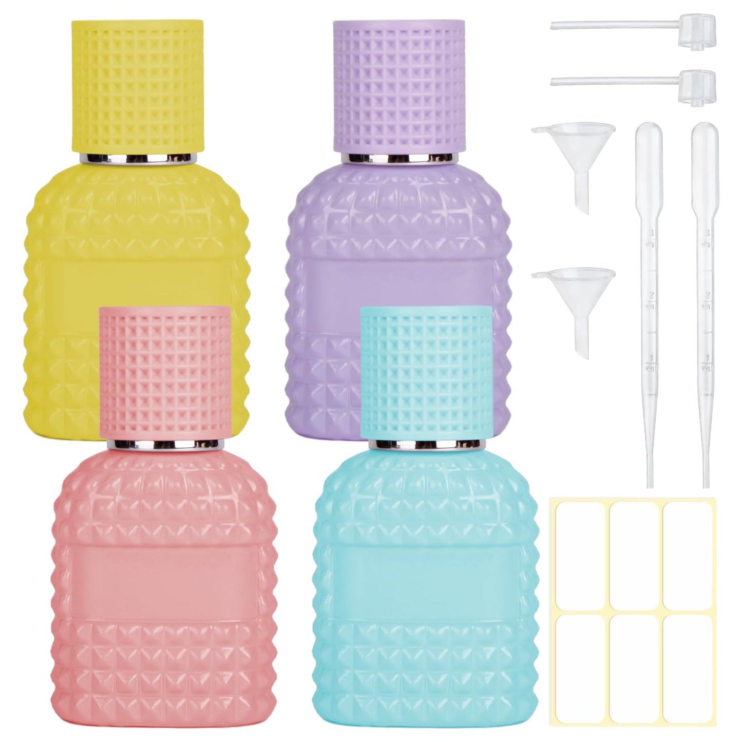 Gsteng 4 Pack Refillable Spray Perfume Bottles, 30ML Colorful Thick Glass Empty Perfume Bottles, Perfume Atomizer Travel Cologne Sprayer Bottles