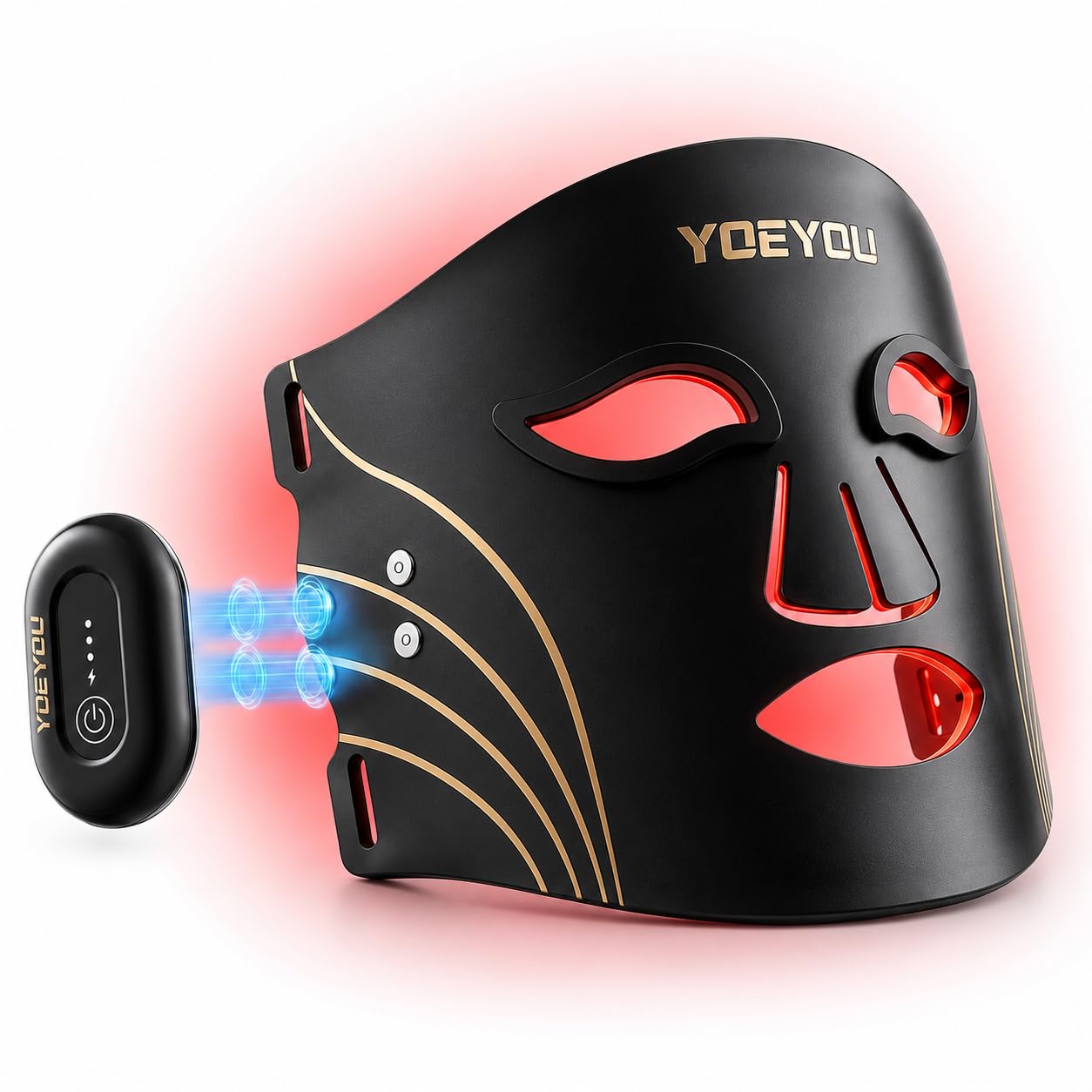 Red Light Therapy for Face, Wireless LED Face Mask 850nm Infrared, 4 Modes Anti-Aging Acne Device, 272 LEDs Red Blue Amber Light Therapy, Cordless Rechargeable for Home & Travel
