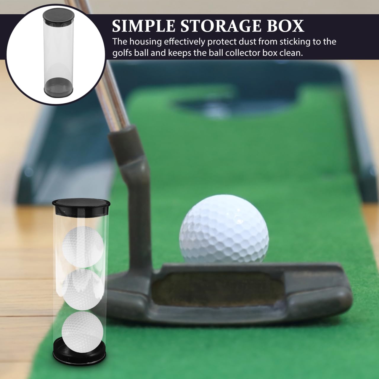 HOMSFOU 4pcs Clear Anti-Scratch Golf Ball Tube - Plastic Portable Transparent Golf Ball Storage Container, for Course, Travel