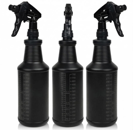FIMXSD 3-Pack Black Spray Bottles 34oz Opaque Heavy Duty Sprayer with Adjustable Nozzle, Leak-resistant Dark Spray Bottle for Cleaning, Garden, Plants, Hair, Pets