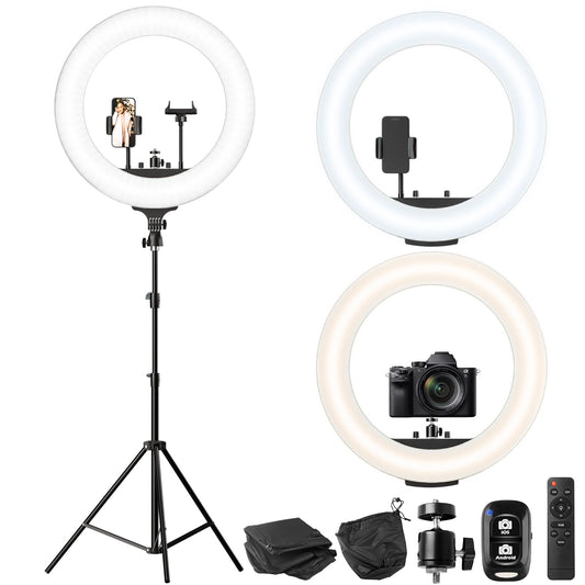 UBeesize 22'' Ring Light with 72'' Stand, 60W Large Ring Light with Phone Holder, Dimmable LED Light for Makeup Barber Stylist Tattoo YouTube TikTok Photography