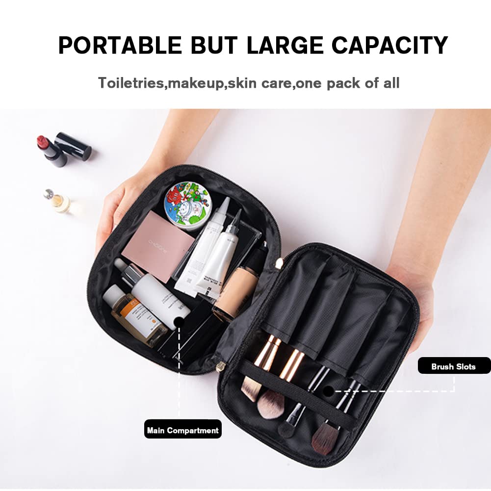FITINI Makeup Bags Double Layer Travel Storage Cosmetic Cases Make up Organizer Toiletry Bags Water-resistant for Women Makeup Brush Bag,Gradient Green