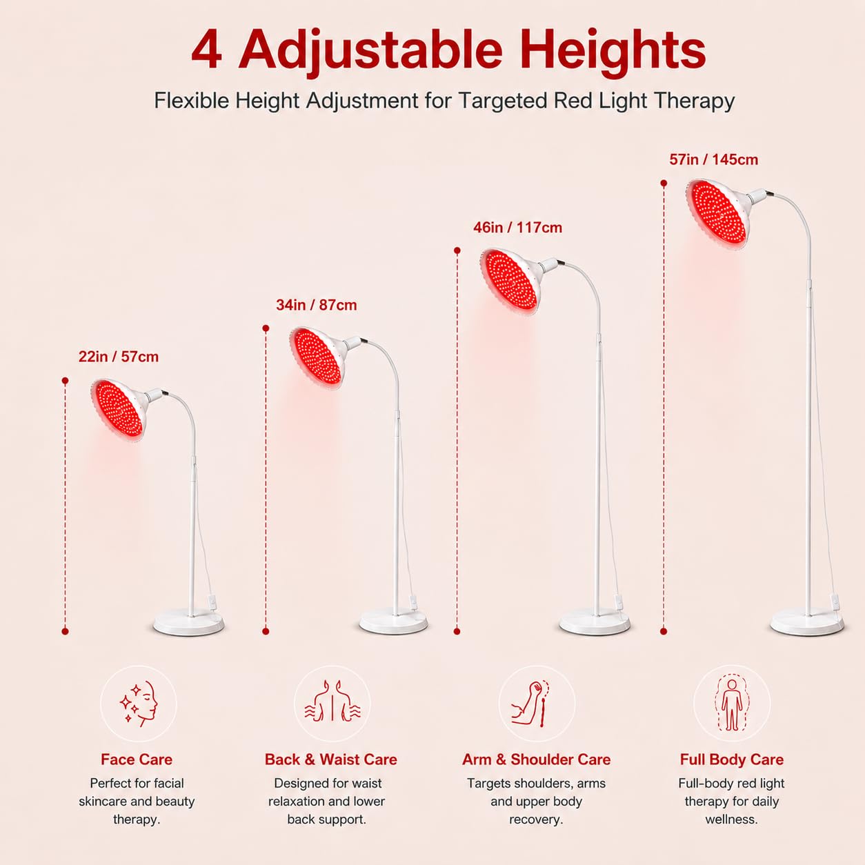Red Light Therapy for Body Face, FUIART Red Infrared Light Therapy Lamp with Adjustable Stand LED 660nm Red Light and 850nm Infrared Light Therapy Device Home Use