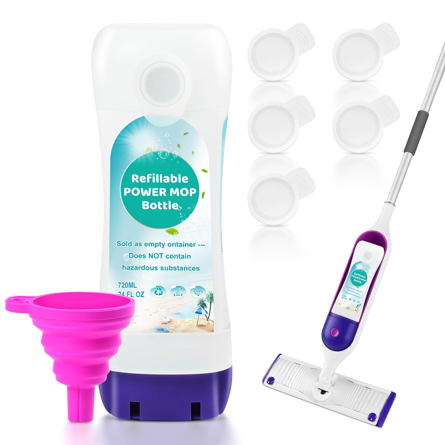 YFUARY Refillable Solution Bottle for Swiffer Power Mop,Leak-Proof Reusable Empty Cleaner Container, Universal Fit for Any Liquid Cleaner, Easy Install