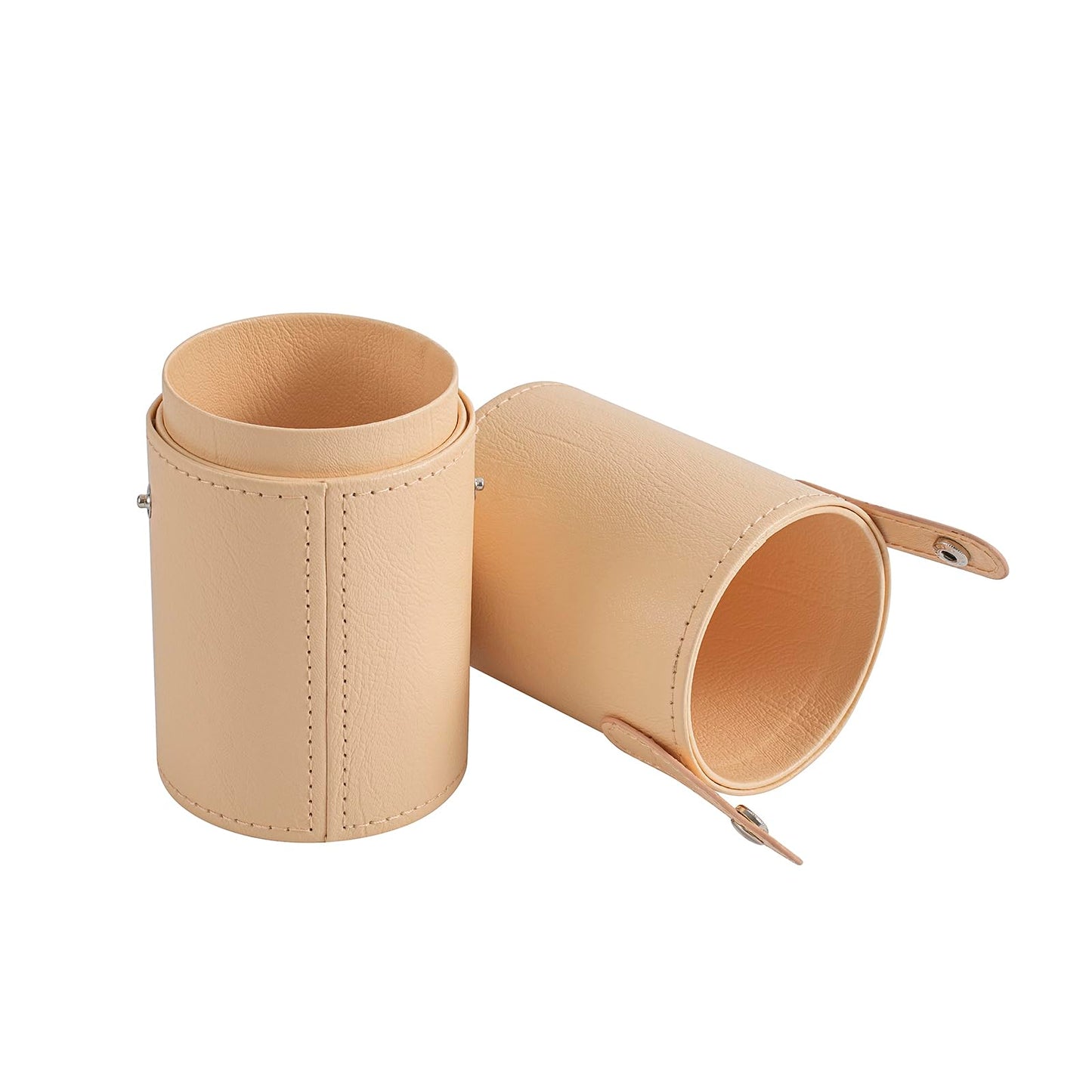 RSRSLEII Portable Makeup Brush Holder, Waterproof PU Leather Travel Makeup Brush Case Bag Cup, Brush Storage Dustproof Bag (04Beige)