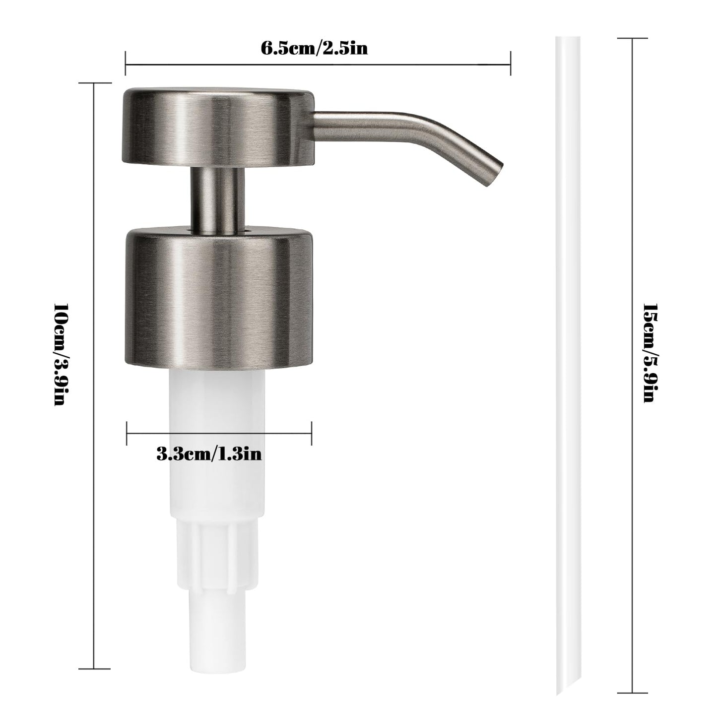 2 Pack 304 Stainless Steel Soap Dispenser Pump Replacement Flat Top Standard 28/400 Thread for Regular Mouth Bottles Lotion Soap Dispenser for Kitchen Bathroom(Brushed Nickel)