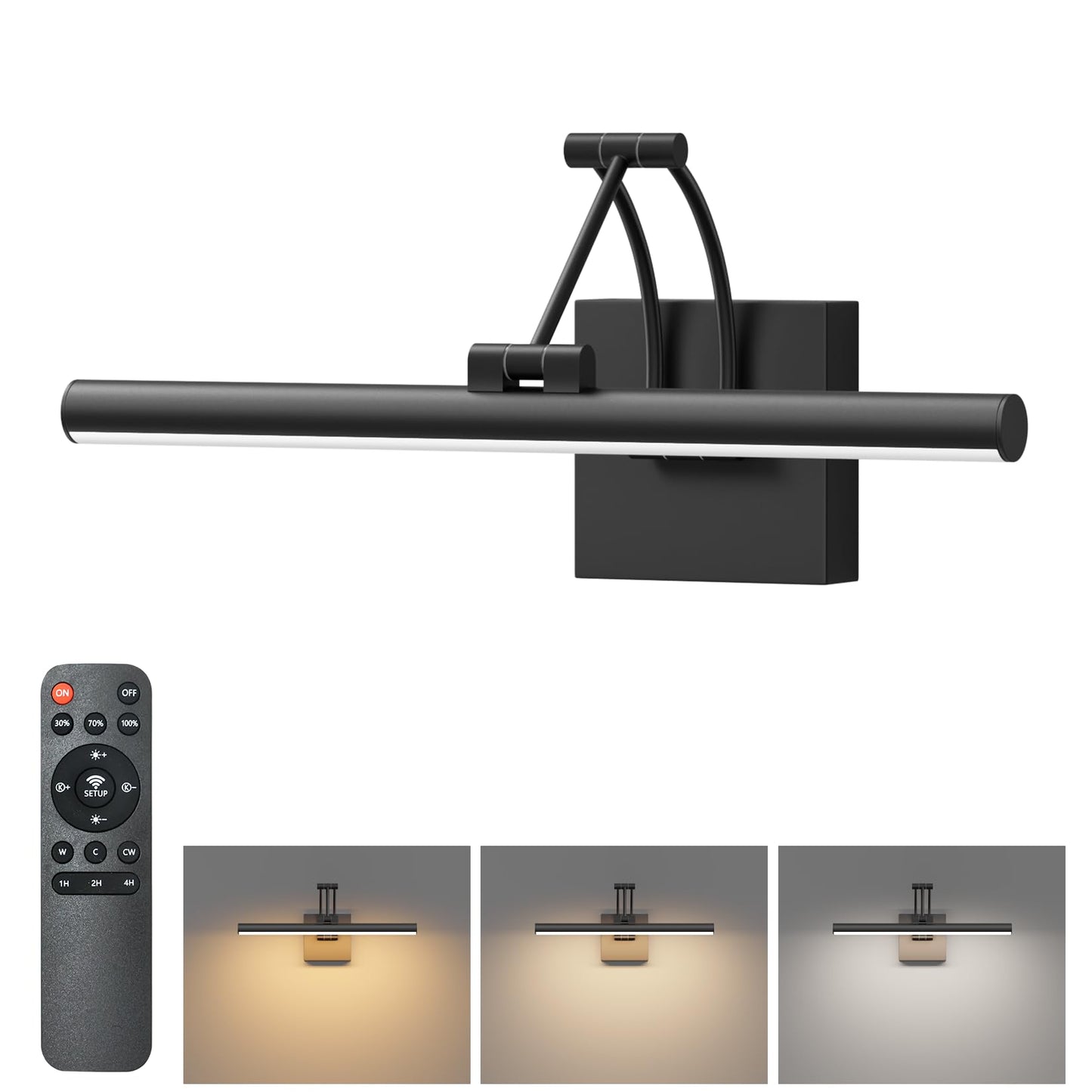 Tipace Black Hardwired Picture Lights for Paintings - 15.7 inch 3CCT Dimmable Modern Gallery Light with Remote Control Led Wall Art Lighting Display Artwork