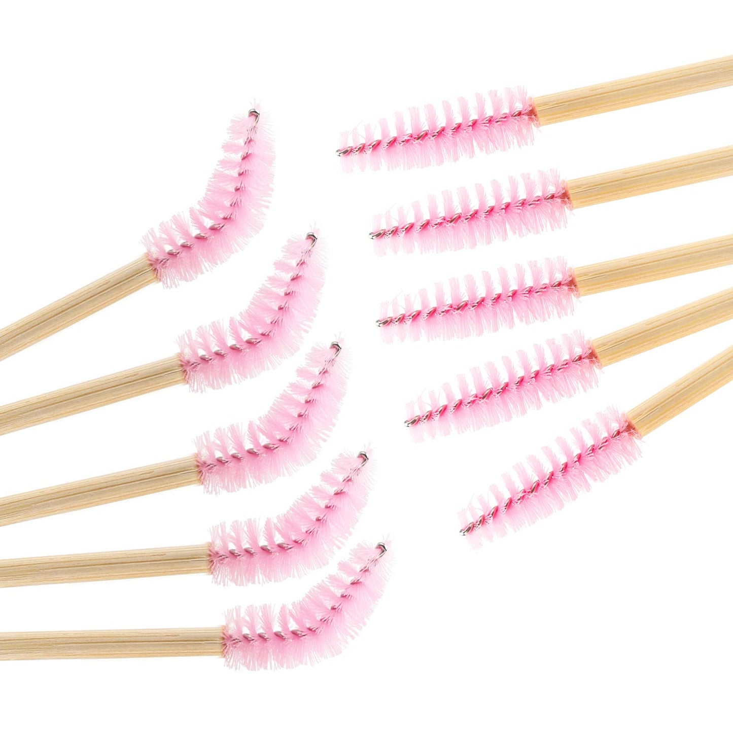 Tbestmax 500 Disposable Mascara Wands Eyelash Brush Spoolies for Eye Lash Extension Eyebrow Bamboo Stick Pink