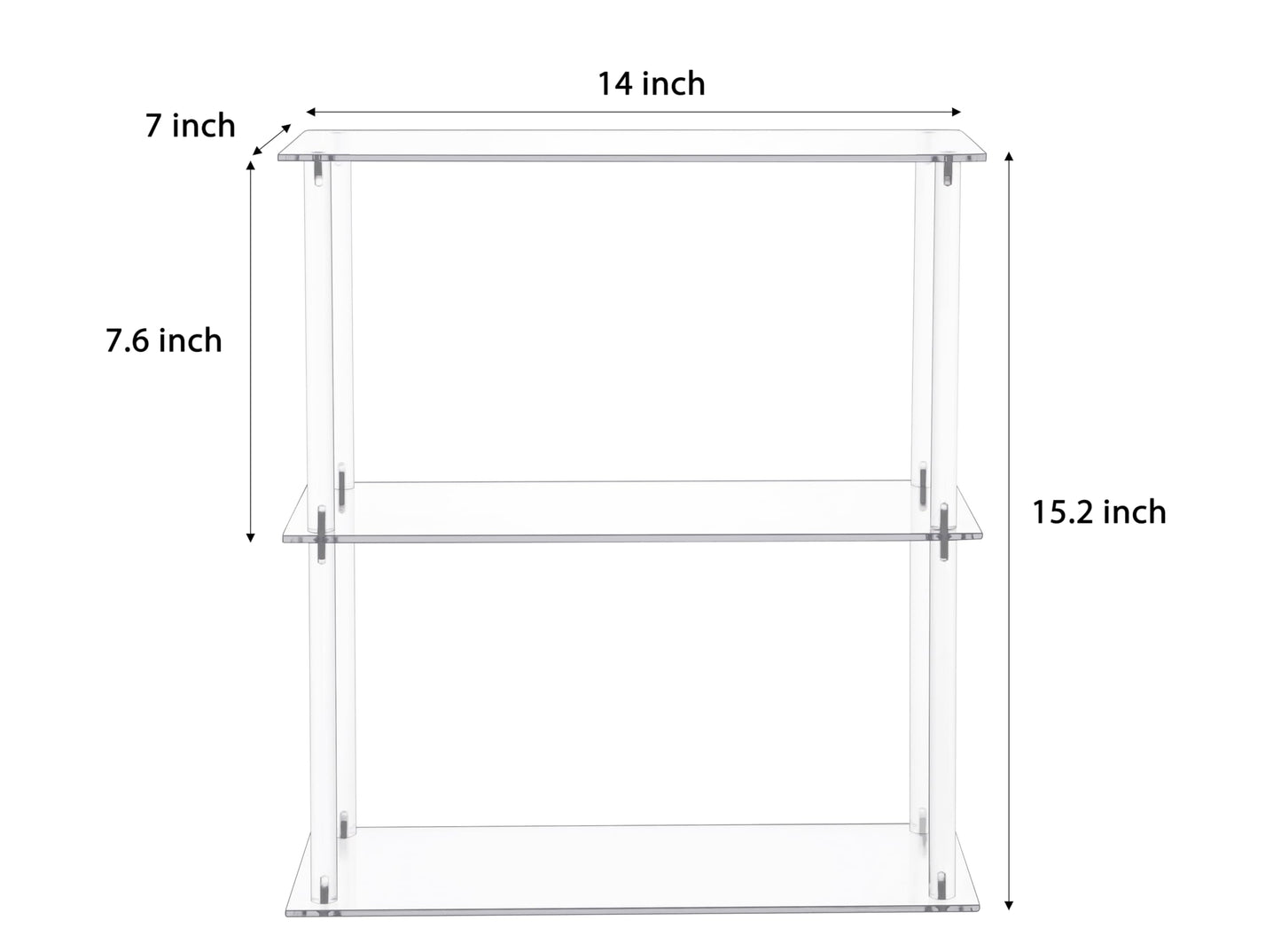 Jusalpha Rectangular 3 Tier Clear Acrylic Tabletop Display Stand，Bathroom Vanity Cosmetic Makeup Organization Shelves, Home Decor Display Stand (3 Tier, Rectangular)
