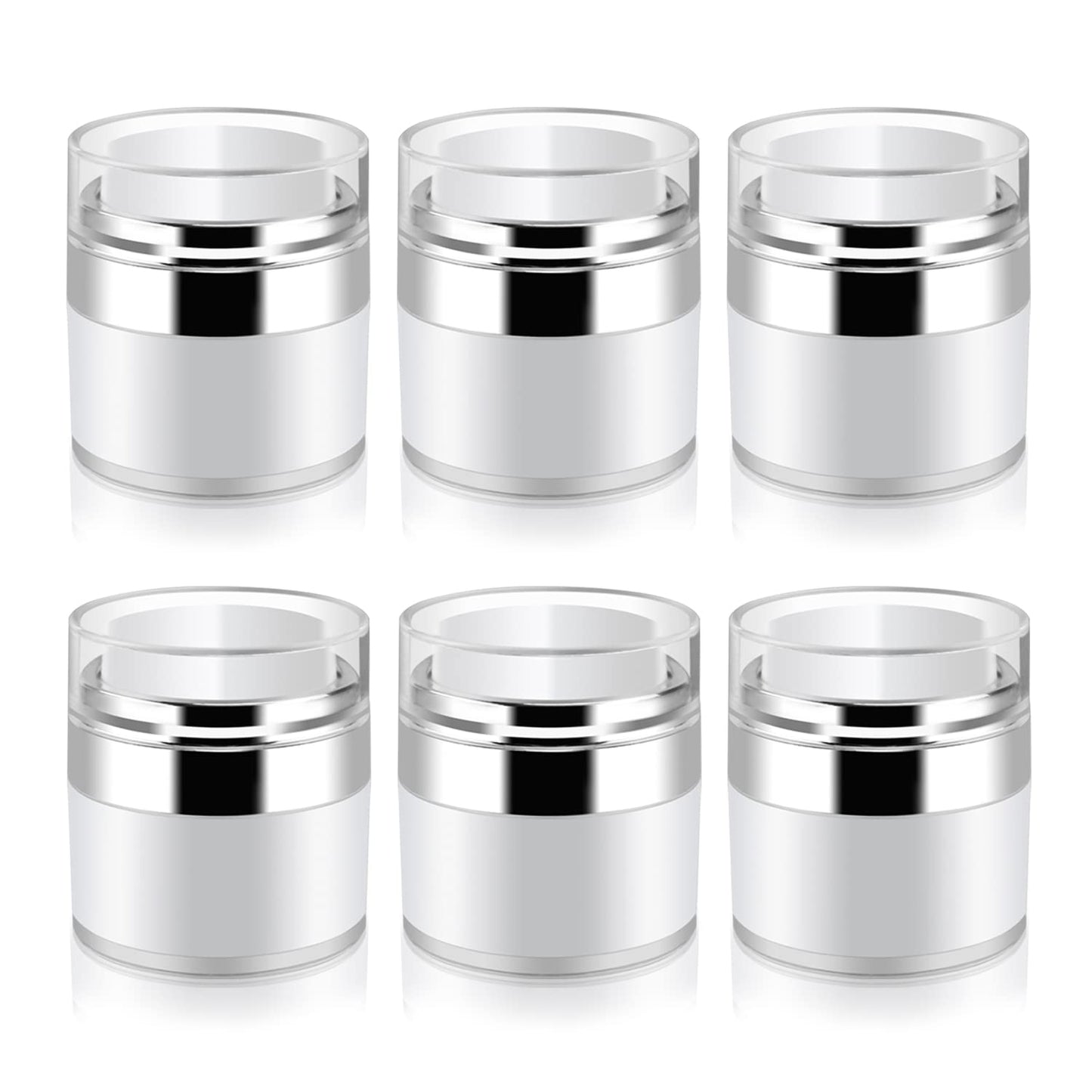 Cositina 6 Pack 0.5oz/15ml Airless Pump Jars,Empty Acrylic Airless Makeup Cosmetic Container with Press Pump,Mini Portable Travel Size Jar With Lid for Thick Moisturizer,Creams,Gel Lotion,White