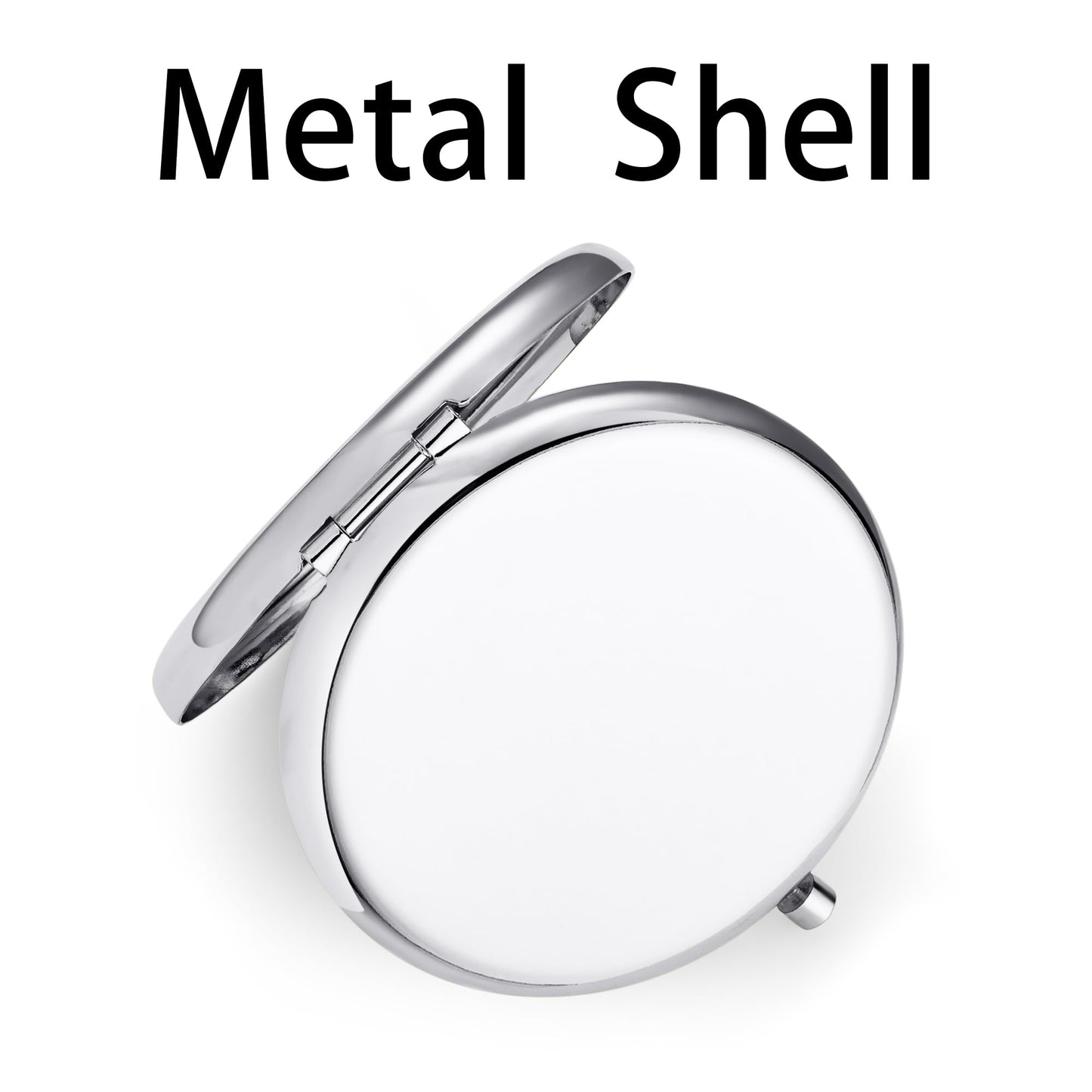 QUSTGO Compact Mirror, Pocket Travel Makeup Mirror for Purse, Metal Round Shell, 2-Sided 1X/2X Magnifying, Portable, Folding, Handheld, Silver, 18 Pack