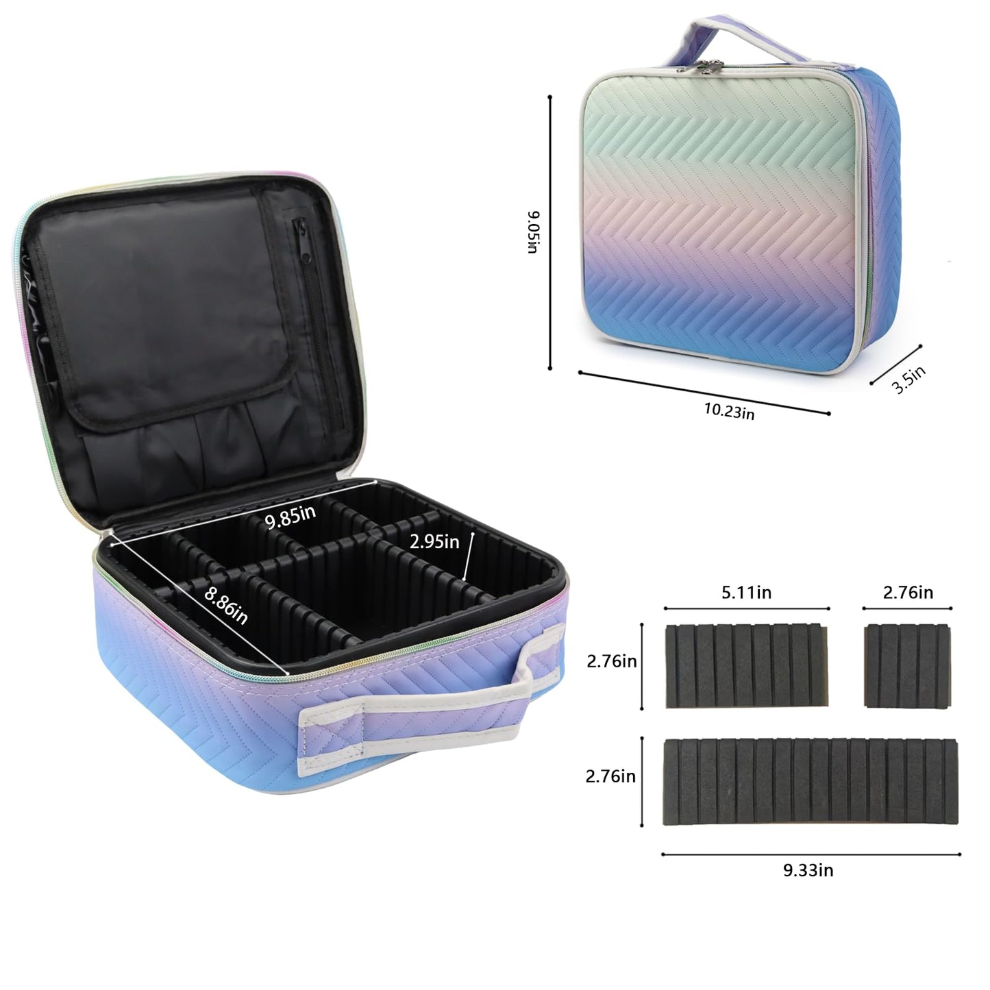 MORMID Travel Makeup Case 4 Layers Portable Makeup Train Case Cosmetic Bag Organizer Storage for Women with Adjustable Dividers and Shoulder Strap for Toiletry Travel Accessories(gradient purple)