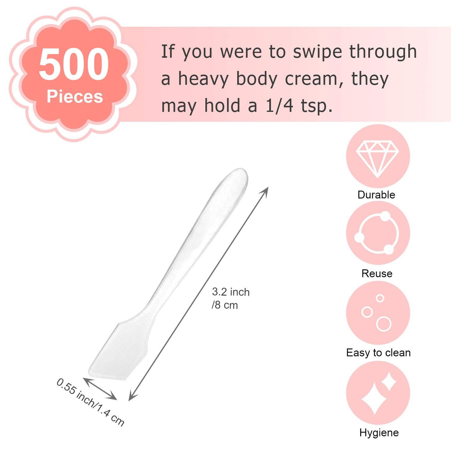 SumDirect Mini Spatula 500 PCS Face Spatula Cosmetic Spatula Frosted Clear Disposable Plastic Makeup Spatulas Mini