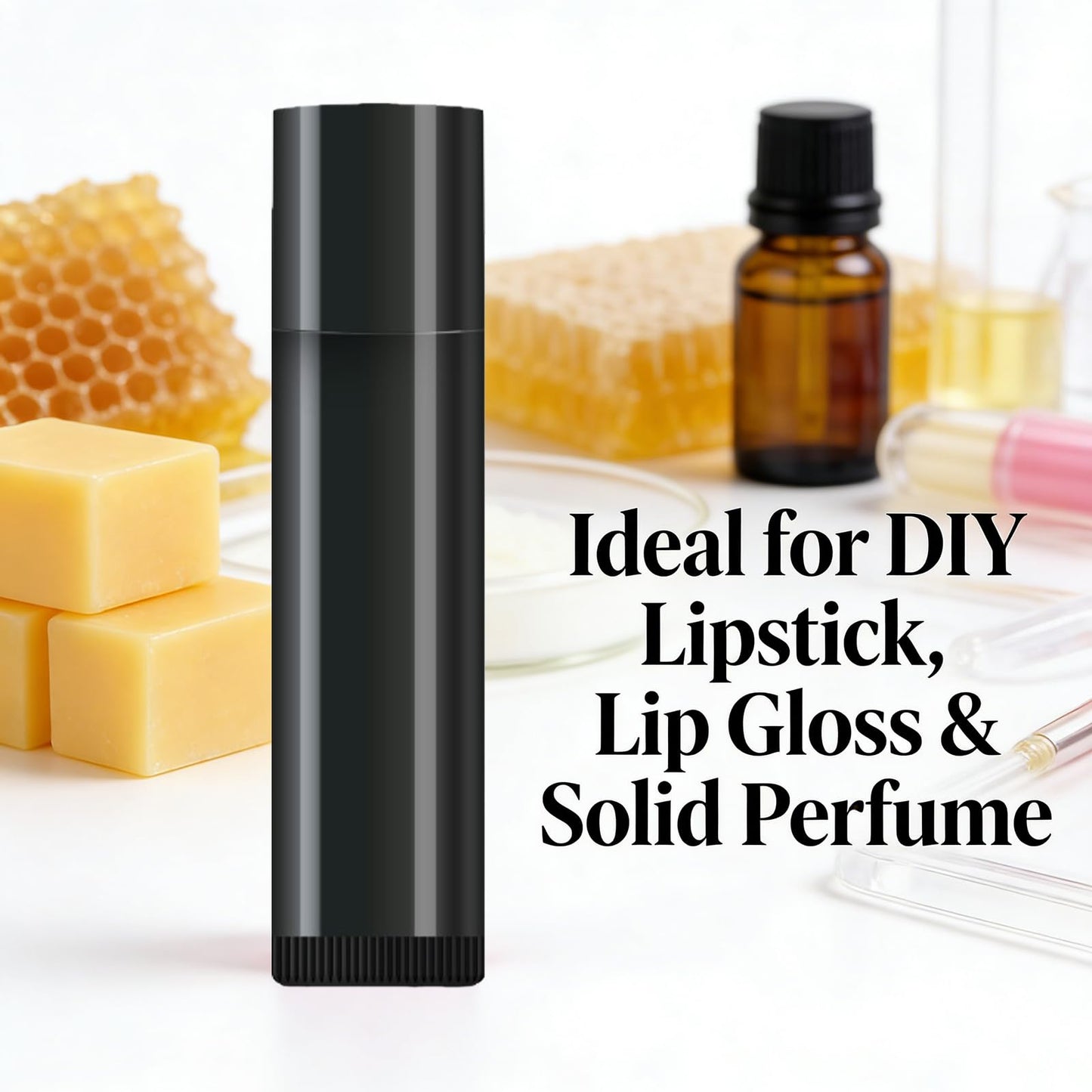 FINEMAISAI Value Pack of 100 Packs 5ml Empty Lip Balm Tubes, Leak-Proof Twist-Up Refillable Lipstick Containers for DIY Lip Balm, Lipstick, Lip Care Solid Perfume, Cosmetic Filling (Black)