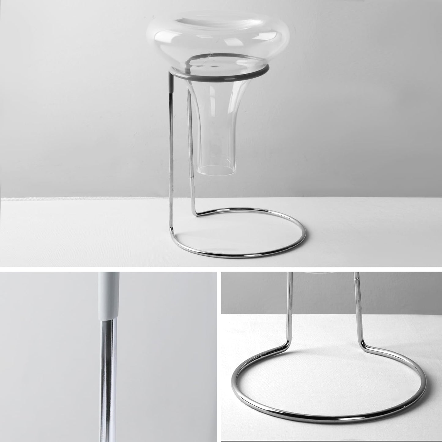 Wine Decanter Drying Stand with Rubber Coated Top to Prevent Scratches, Wine Decanter Drying Rack for Standard and Large Wine Decanters, Wine Decanter NOT Included, (with Cleaning Brush)