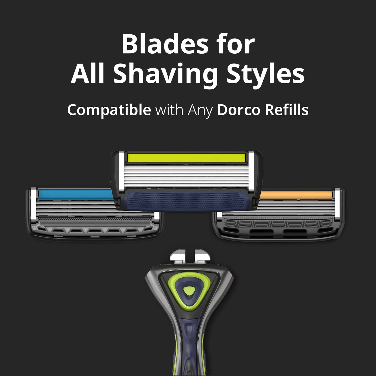 DORCO Pace 6 Sport - Six Blade Razor System with Trimmer and Pivoting Head (2 Replacement Handles Only (No Blades))