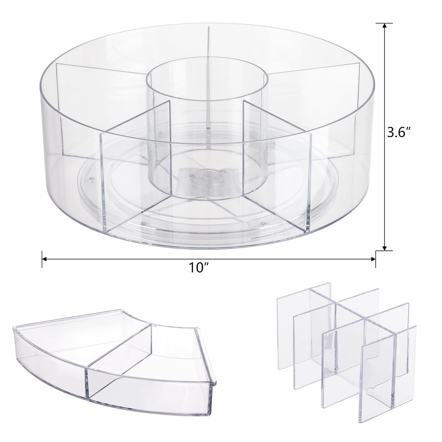 Flytreal 360 Rotating Makeup Organizer for Vanity, 10” Desk Acrylic Spinning Cosmetic Skincare Organizer Countertop, Large Clear Lazy Susan Round Organizer for Lotion, Lipsticks, Perfume, Brushes