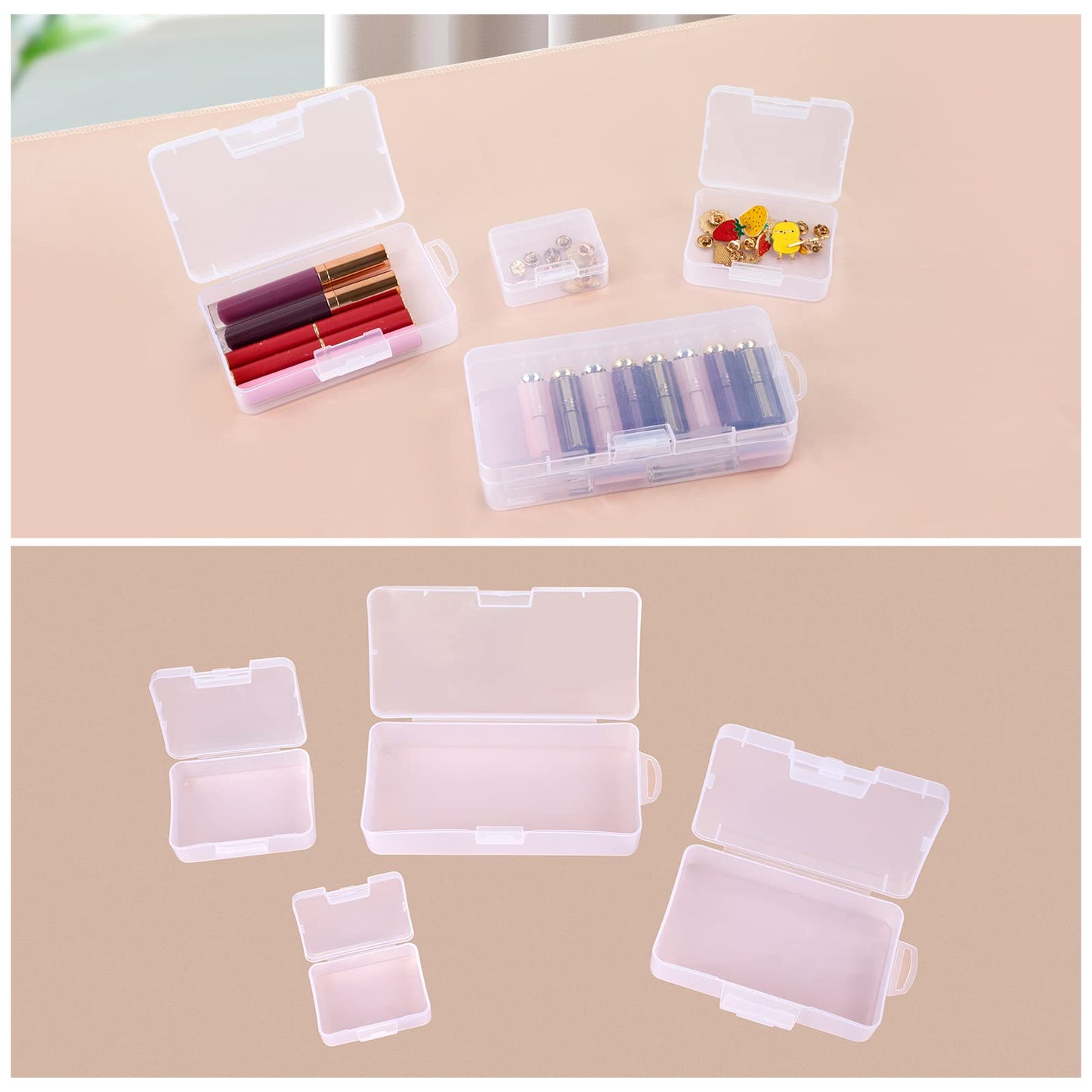 OCHEAL Makeup Organizer Case,Stackable Clear Makeup Organizer Holder, Multi-size Makeup Case Vanity Storage Holder Set for Makeup, Jewelry, toiletries,Makeup Artist Must Have