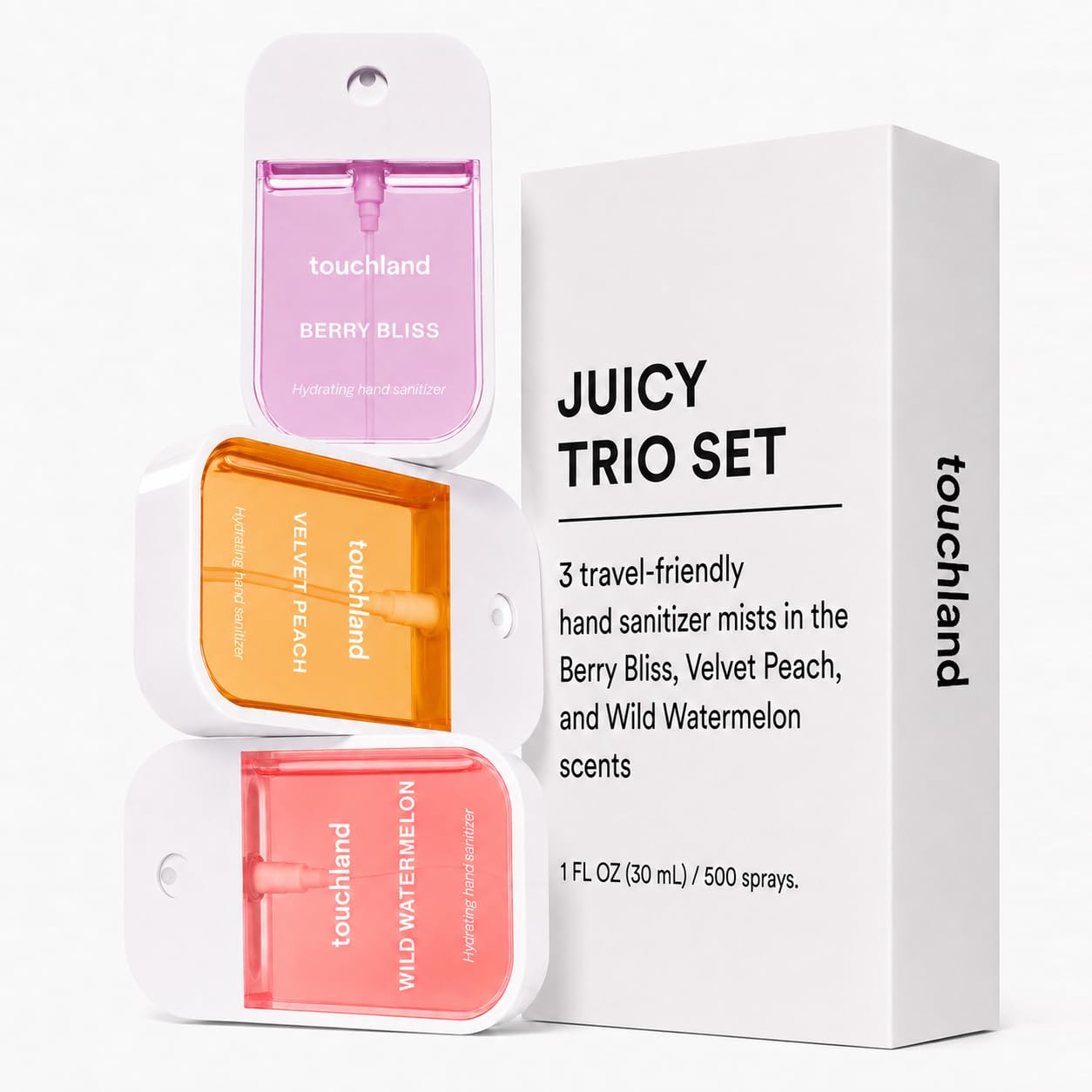 Touchland Hand Sanitizer Spray, Juicy Trio - 3 x 1 FL OZ