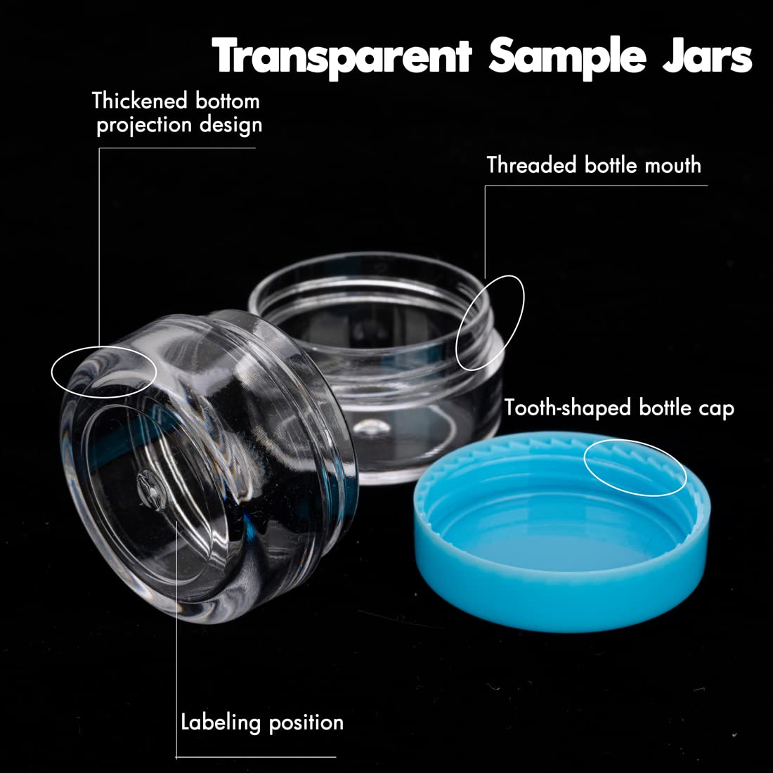 3 Gram Sample Containers with Lids, 100 Count Tiny Sample Jars, Empty Lip Balm Containers, Mini Cosmetic Container with Lids, Makeup Travel Container with Labels, Mini Disposable Spatulas