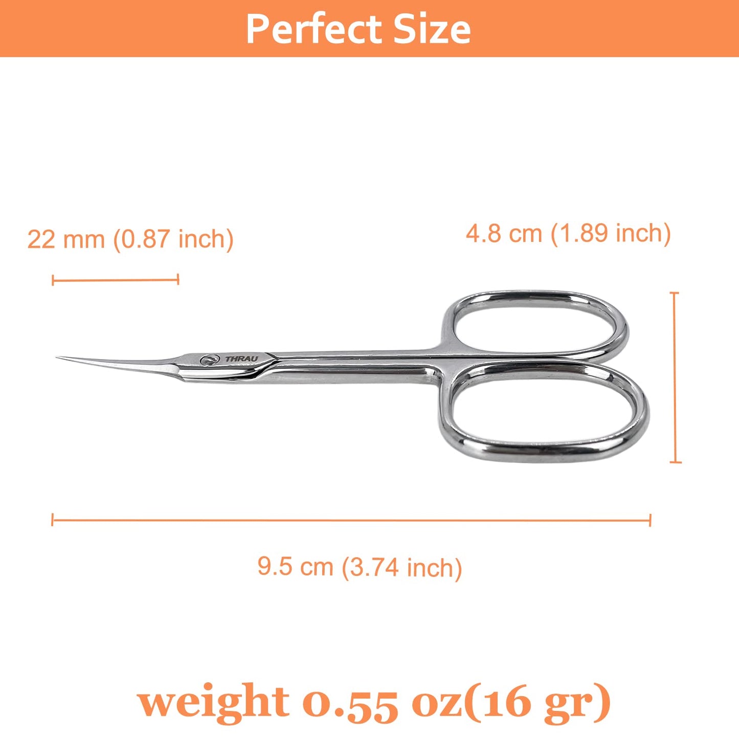THRAU Cuticle Scissors Extra Fine for Women and Men, Profession Stainless Steel with Precise Pointed Tip Grooming Blades, Manicure, Pedicure, or Trim Nail, Eyebrow, Eyelash, and Dry Skin
