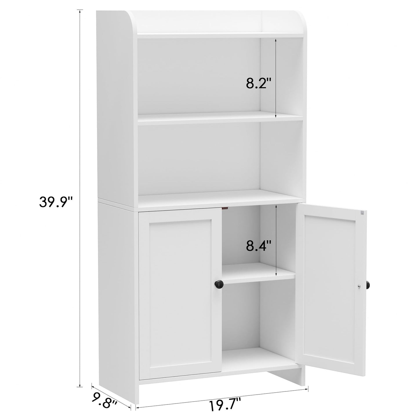 Homhedy Small Bathroom Storage Cabinet, Freestanding Toilet Paper Storage with 2 Doors and Shelves, Bathroom Organizers and Storage for Small Spaces, Laundry Room, 9.8" D x 19.7" W x 39.9" H, White