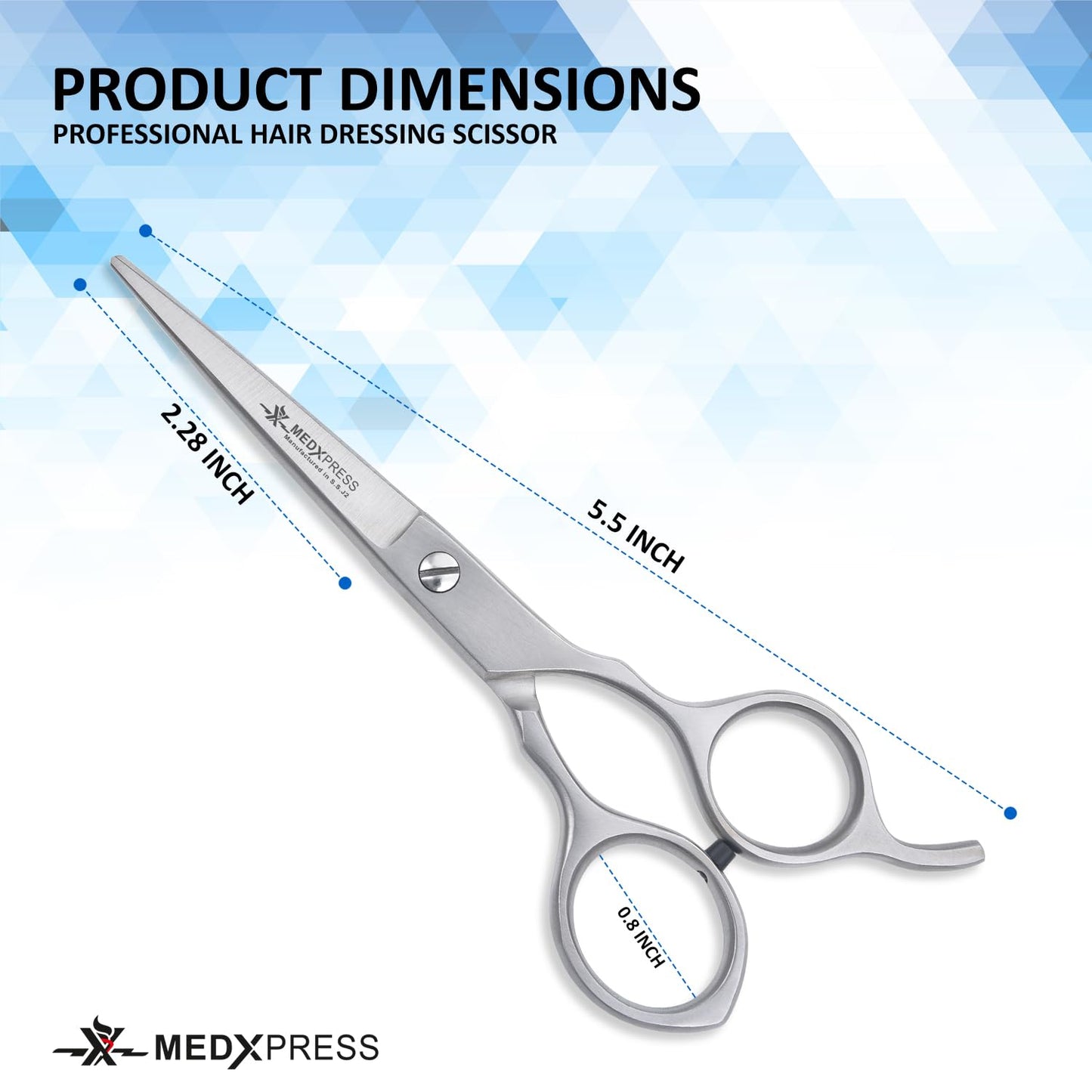 Medxpress Hair Cutting Scissors 5.5" Stainless Steel Styling Shears Japanese Style for Hair Cutting Professional Barber Scissors for Hair Salon and Home Sharp Trim Scissors Ideal for Women and Men.