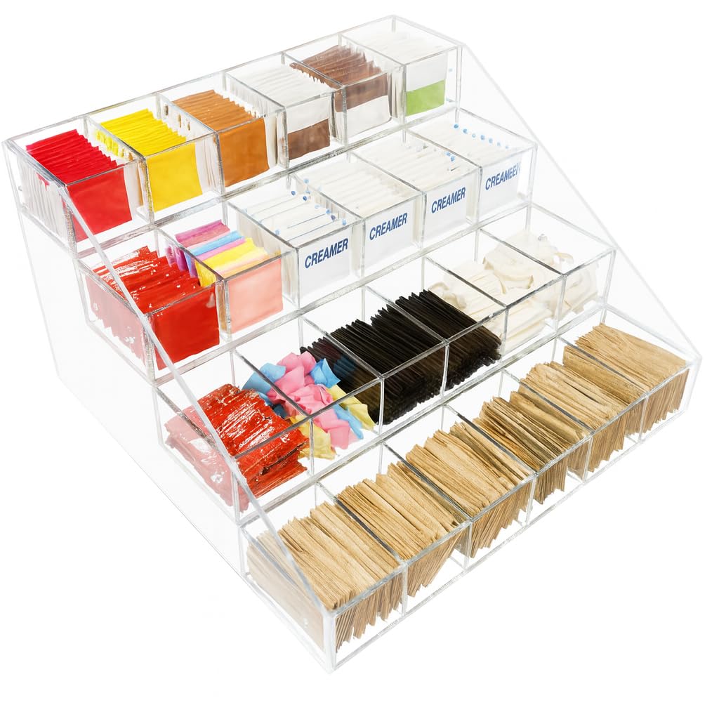 CuteBox Company Clear Acrylic 4 Tier 24 Bin Organizer (16" x 15.5" x 9.5") for Retail, Merchandise, Display, Jewelry, Repair Parts, Beads, Trinkets, Tchotchkes, Storage, Organization