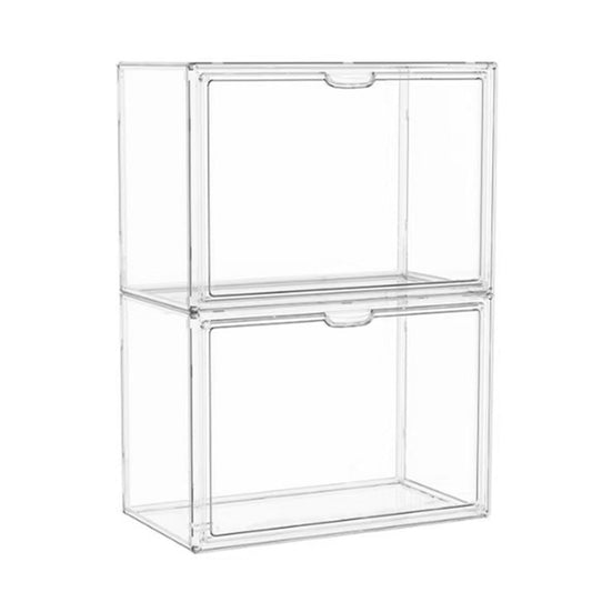 Seaniss Clear Acrylic Display Case with Magnetic Lid-Dustproof Plastic Book Storage box,Clear Box,Purse Storage Organizer,Action Figure Display Case,Acrylic Sneaker Shoe Box(2 Pack)