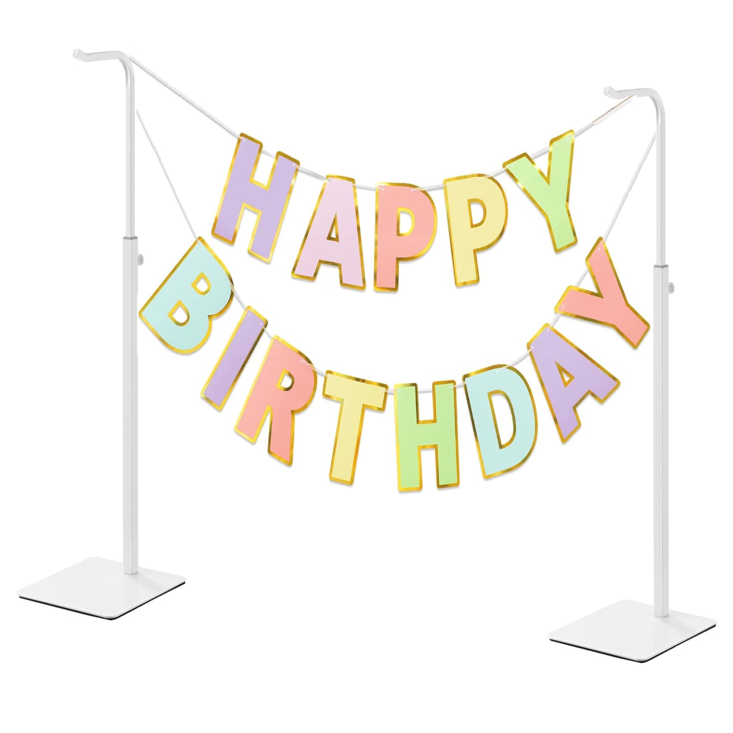 Purse Display Stand, Height-Adjustable Tabletop Handbag Holder, Multi-Use Display Rack and Banner Stand for Happy Birthday Banners, Lanterns and Wreaths, for Home, Retail and Party Use, White