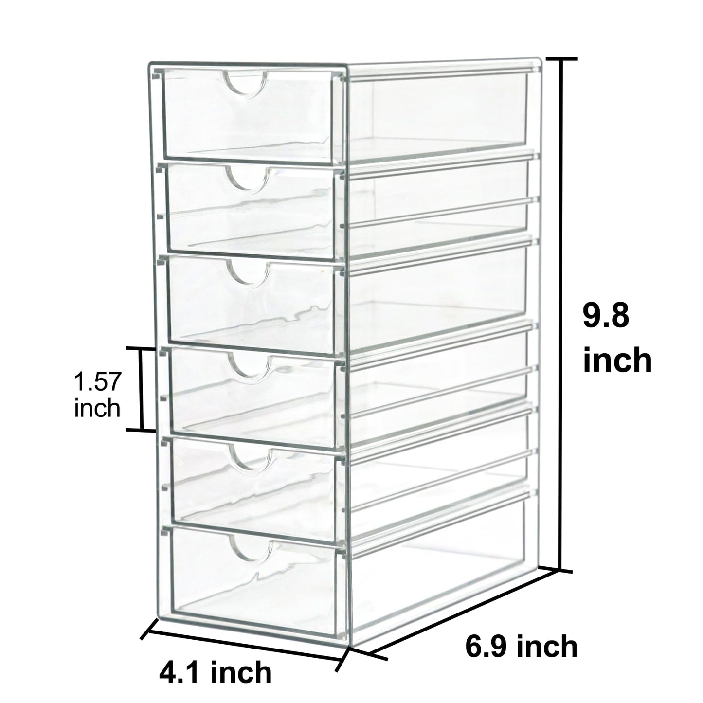 Clear Drawer Organizer, Transparent Plastic Storage Drawers, Hair Accessaries Organizer Case Display Stand, Acrylic Organizers for Organizing Eyeglass, Hair Ties, Accessories (Large - 6-Drawer)