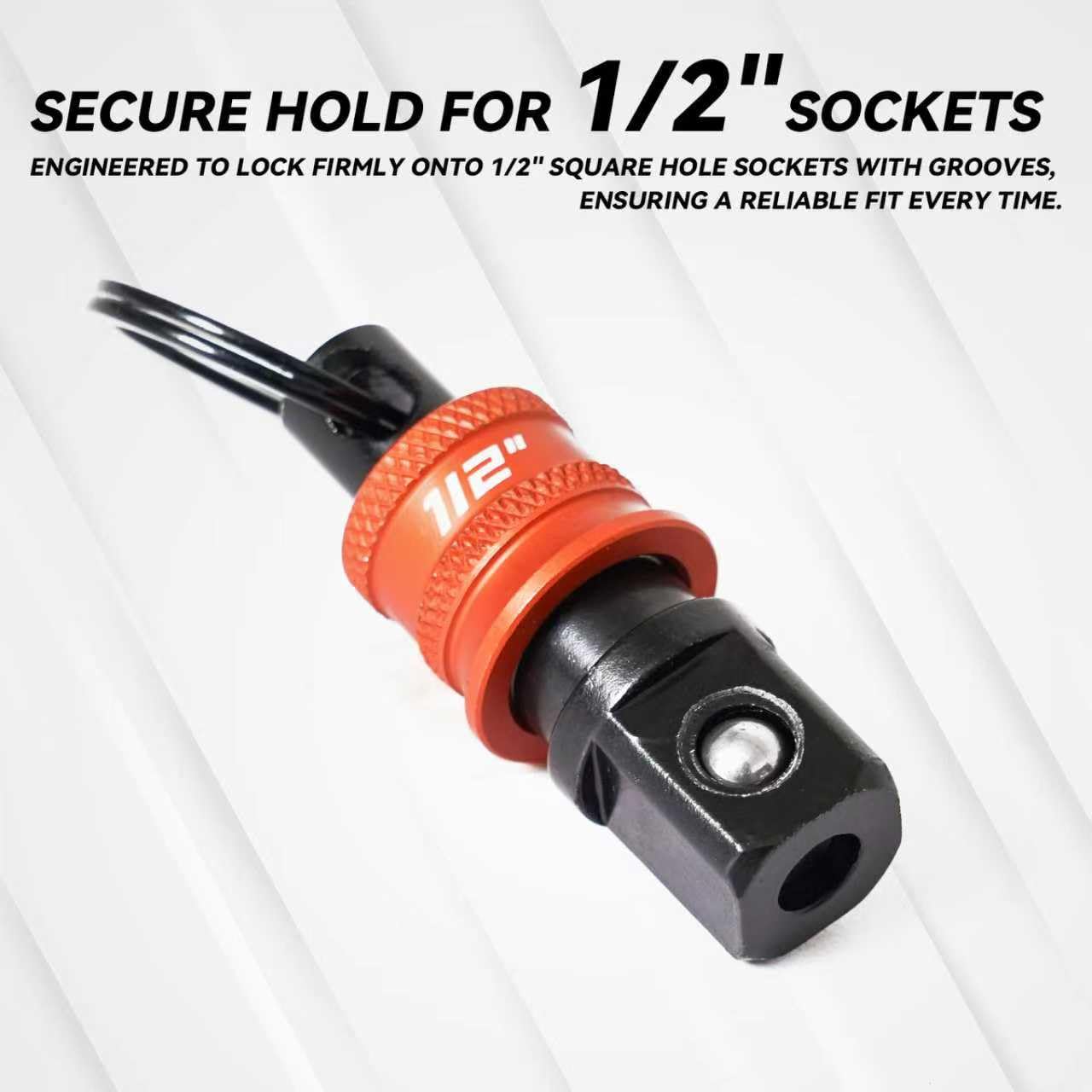 1/2" Socket Holder Keychain Set with Quick Release & Locking Clip, Bit Holder Key Chain Heavy-Duty Toolbox Organizer for Impact Wrench, Mechanics, Electricians & Construction Workers