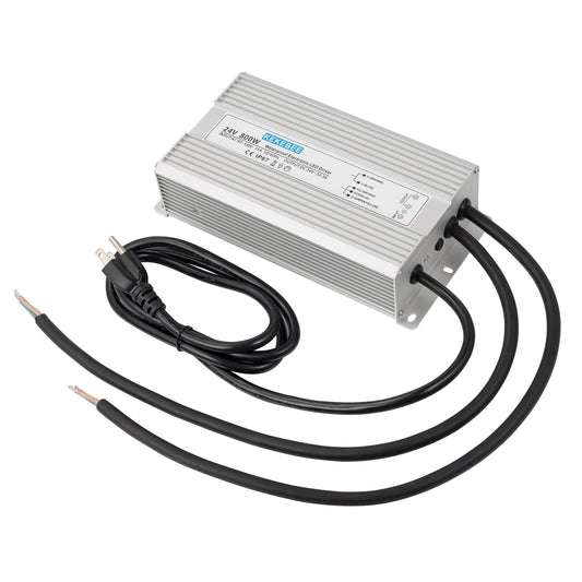 LED Driver 24V800W Waterproof Power Supply 90-130V to 24V33.3A AC to DC Converter IP67 Low Voltage Transformer Suitable for Indoor and Outdoor LED Lighting and Any 24V DC Device