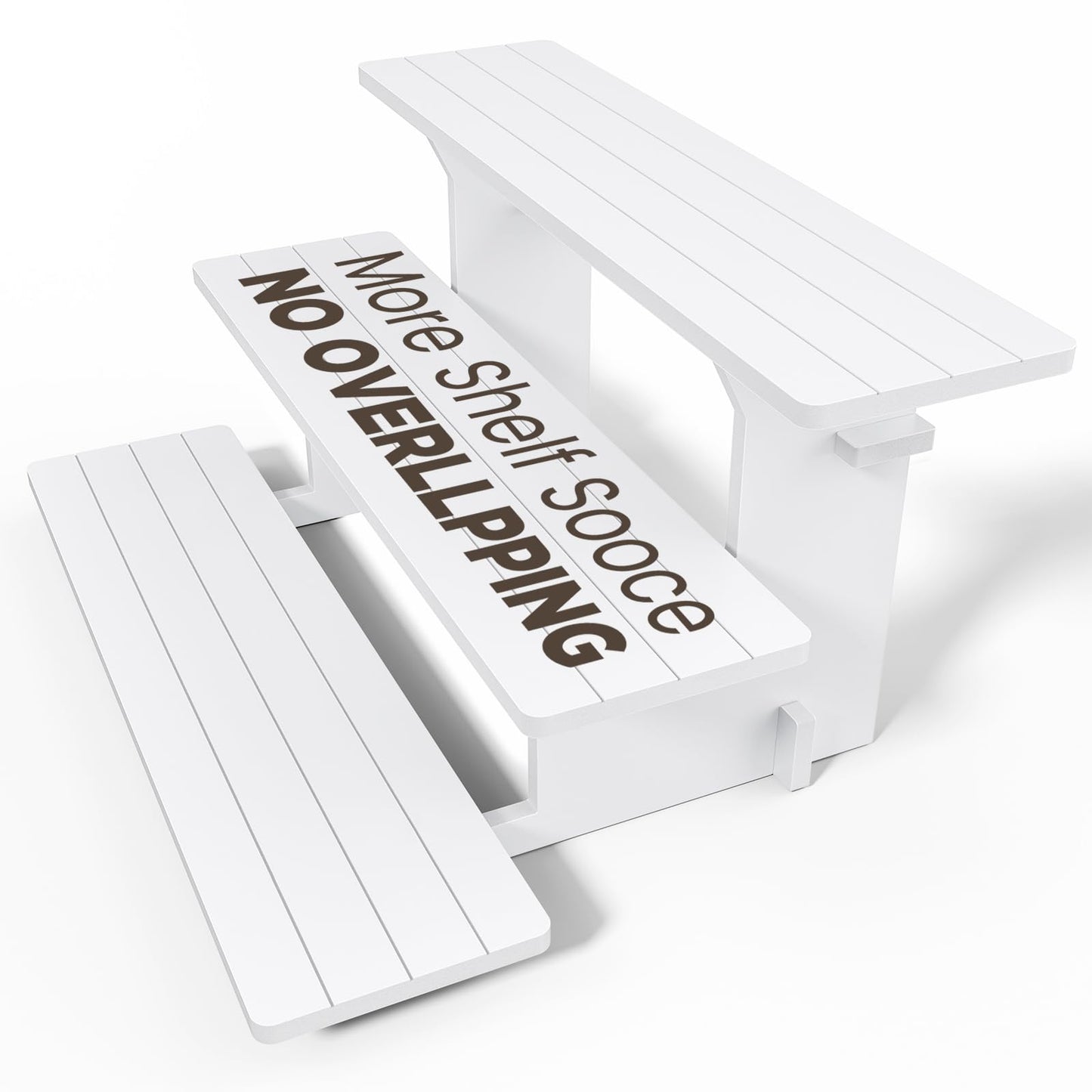 WEITELAI 3 Tier Display Stand for Vendors, 14.2 in White PVC Tabletop Shelves for Farmers Market, Craft Fairs and Vendor Booths, 35 lb Portable Rack for Candles, Soap and Jars