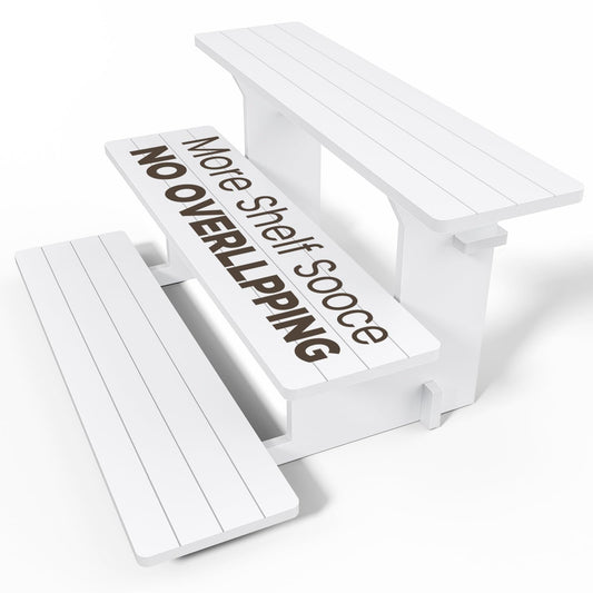 WEITELAI 3 Tier Display Stand for Vendors, 14.2 in White PVC Tabletop Shelves for Farmers Market, Craft Fairs and Vendor Booths, 35 lb Portable Rack for Candles, Soap and Jars