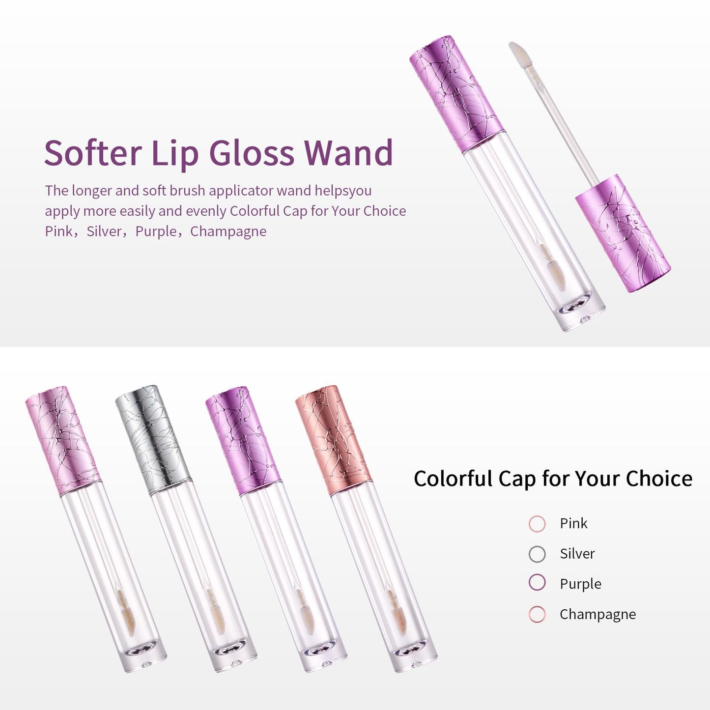 CAIYA 10Pcs Refillable Empty Lip Gloss Tubes with Wand, 6ml Cute Lip Gloss Containers Cosmetic Transparent Lip Glaze Bottles with Stoppers, Making Kit Lipstick Bottle for DIY Lip Glaze Samples(Purple)