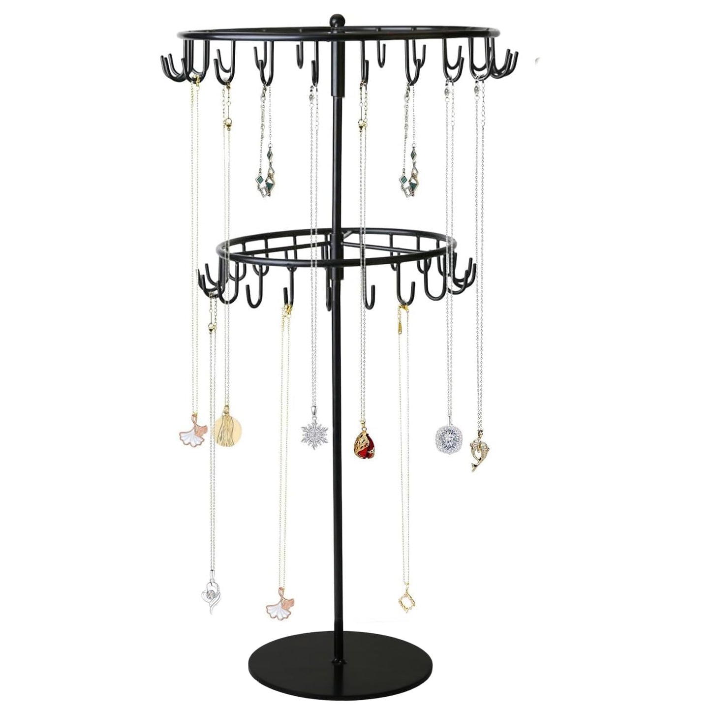 Diridbaz jewelry storage rack Rotating Jewelry Display is used to organize and store necklaces, earrings, bracelets, rings﻿-black