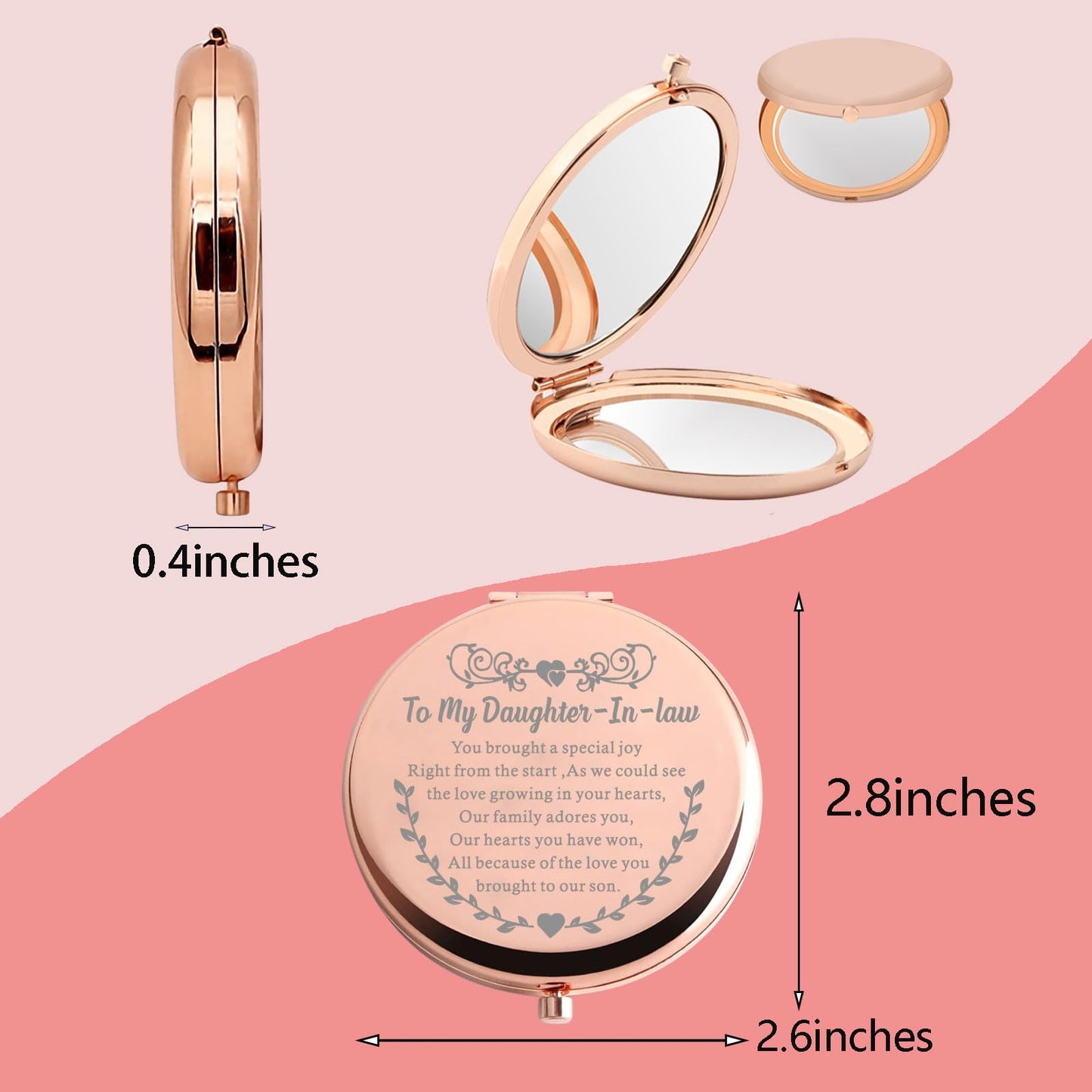 MYOSPARK Daughter in Law Gifts to My Daughter-in-Law Wedding Compact Makeup Mirror Bride to Be Gift from Mother in Law (Daughter-in-Law Mirror)