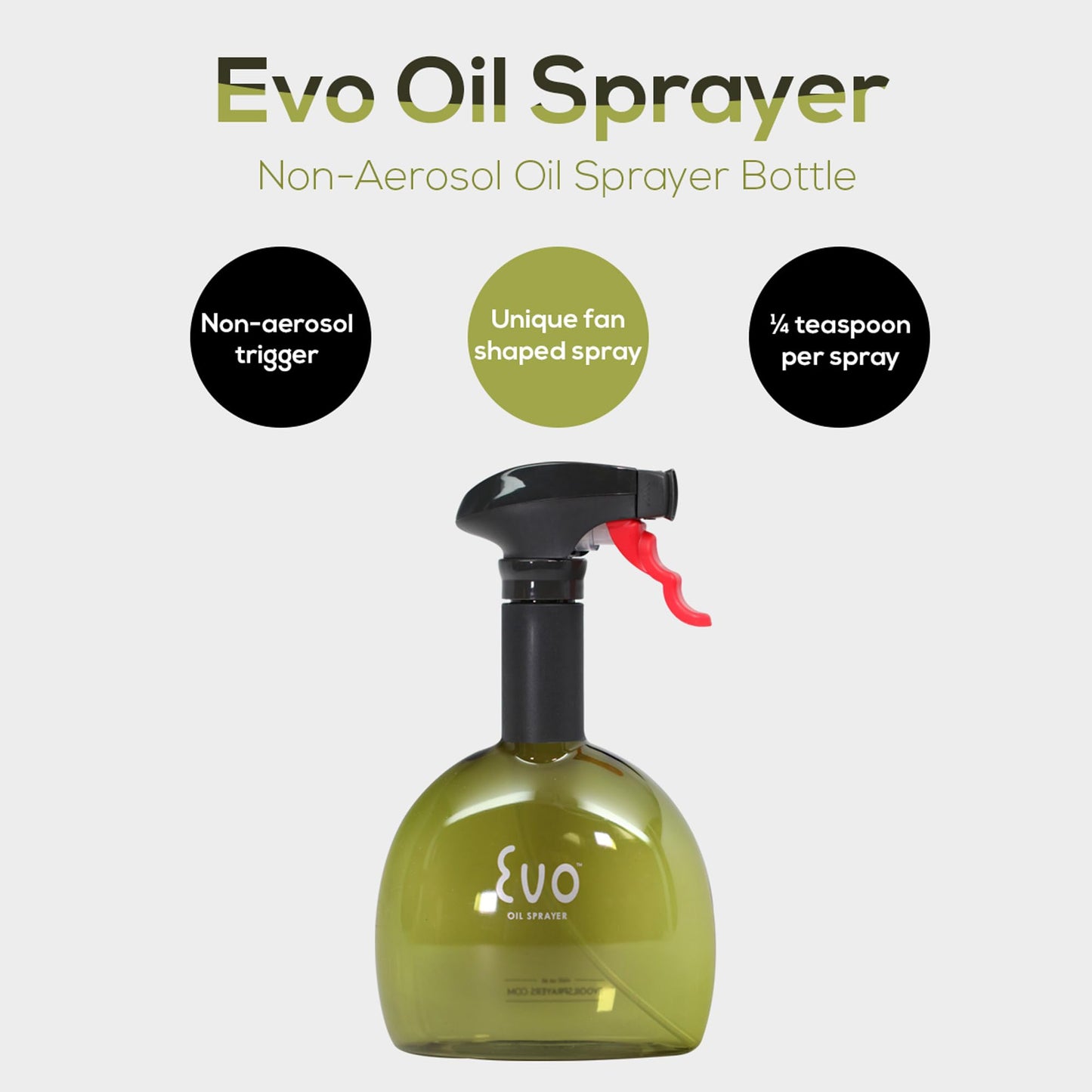 Evo Oil Sprayer Mini Non-Aerosol for Olive Oil, Cooking Oils, and Vinegars, Green, 8-Ounce Capacity, Set of 2