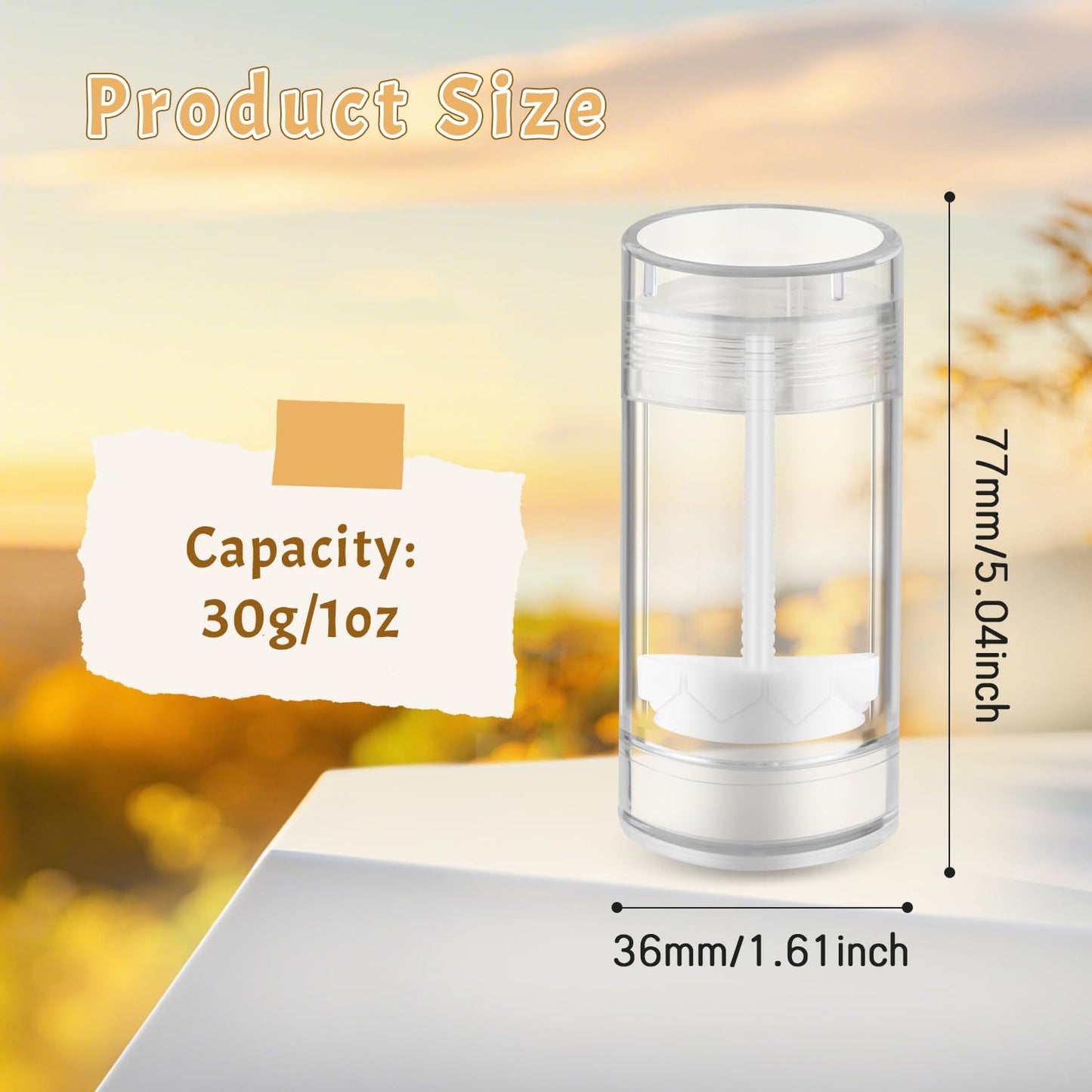 20 Pcs 30g/1oz Deodorant Jars Empty Refillable Round Plastic Deodorant Bottles Twist Up Bottom Filling Stick Tubes for Homemade DIY Lotion Bar Chapstick - Clear