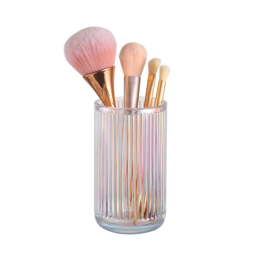 DASITON Makeup Brush Holder Organizer, Crystal Glass Makeup Brushes Storage Holder, Vintage Make Up Brush Cup for Vanity, Pen Pencil Holder for Desk, Toothbrush Holders for Bathroom (Colorful L)