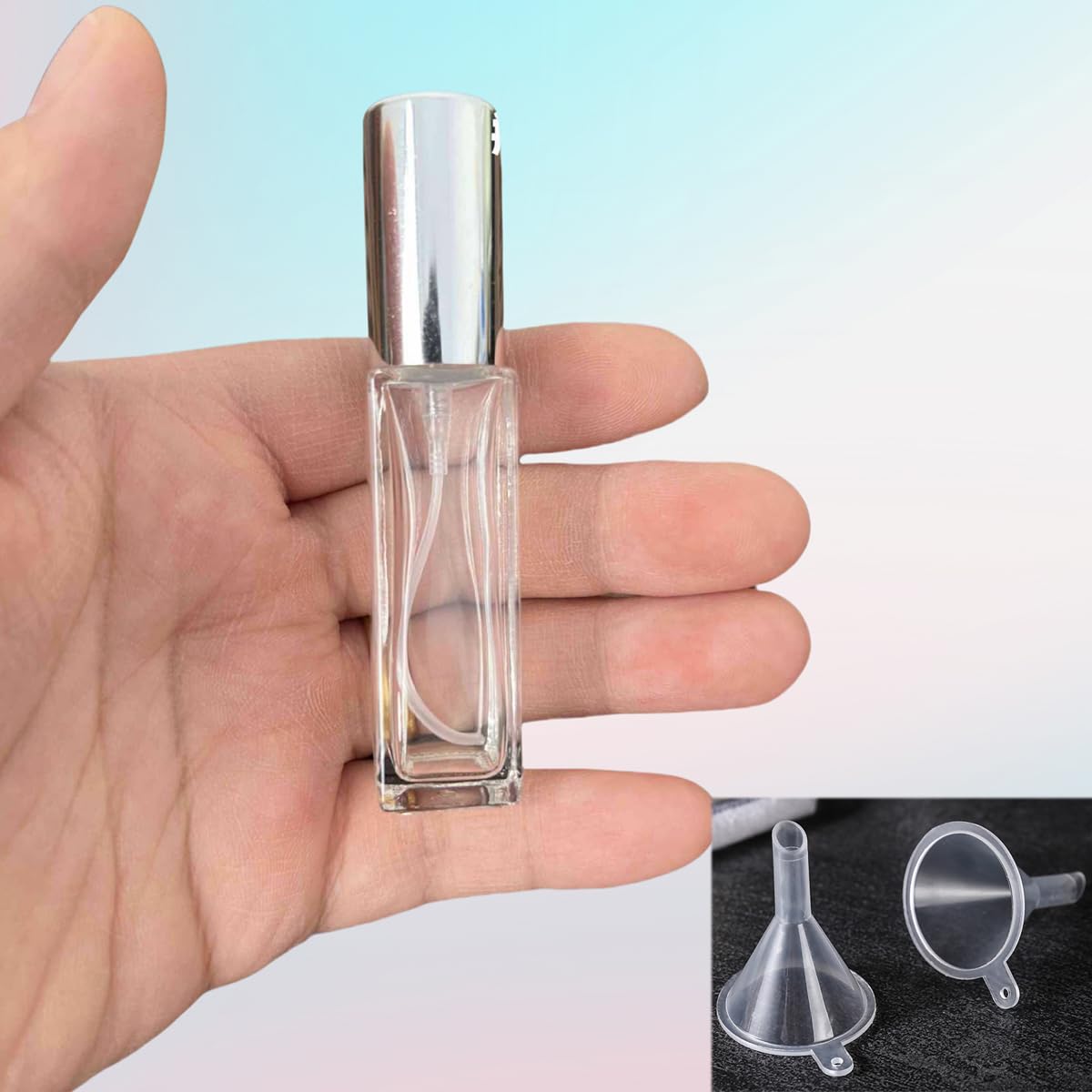 Rowcay Mini Perfume Atomizer 10ml Refillable Glass Perfume Bottles Empty Spray Bottles for Travel Fine Mist Sprayer for Toiletries Sample Dispenser (15 Pcs Silver)